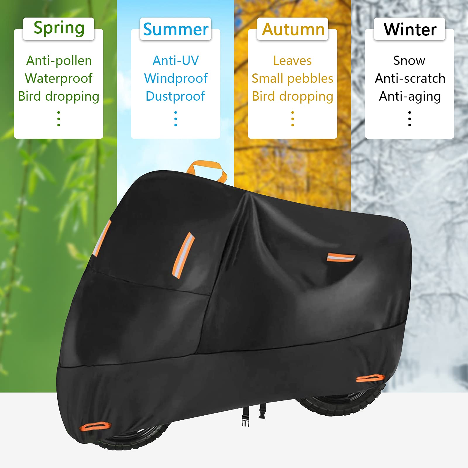 300D Heavy Duty Small Motorcycle Cover, Seceles All Season Durable Waterproof Outdoor Protection Scooter Cover with Lock-Holes S