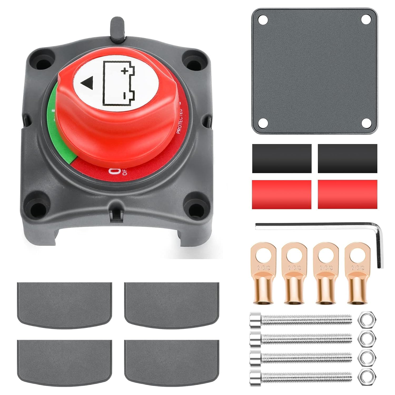 DIKJAK 600A Heavy Duty Battery Disconnect Switch, 12-48V Battery Cut Off Switch with Installation Accessories, Kill Switch Batte