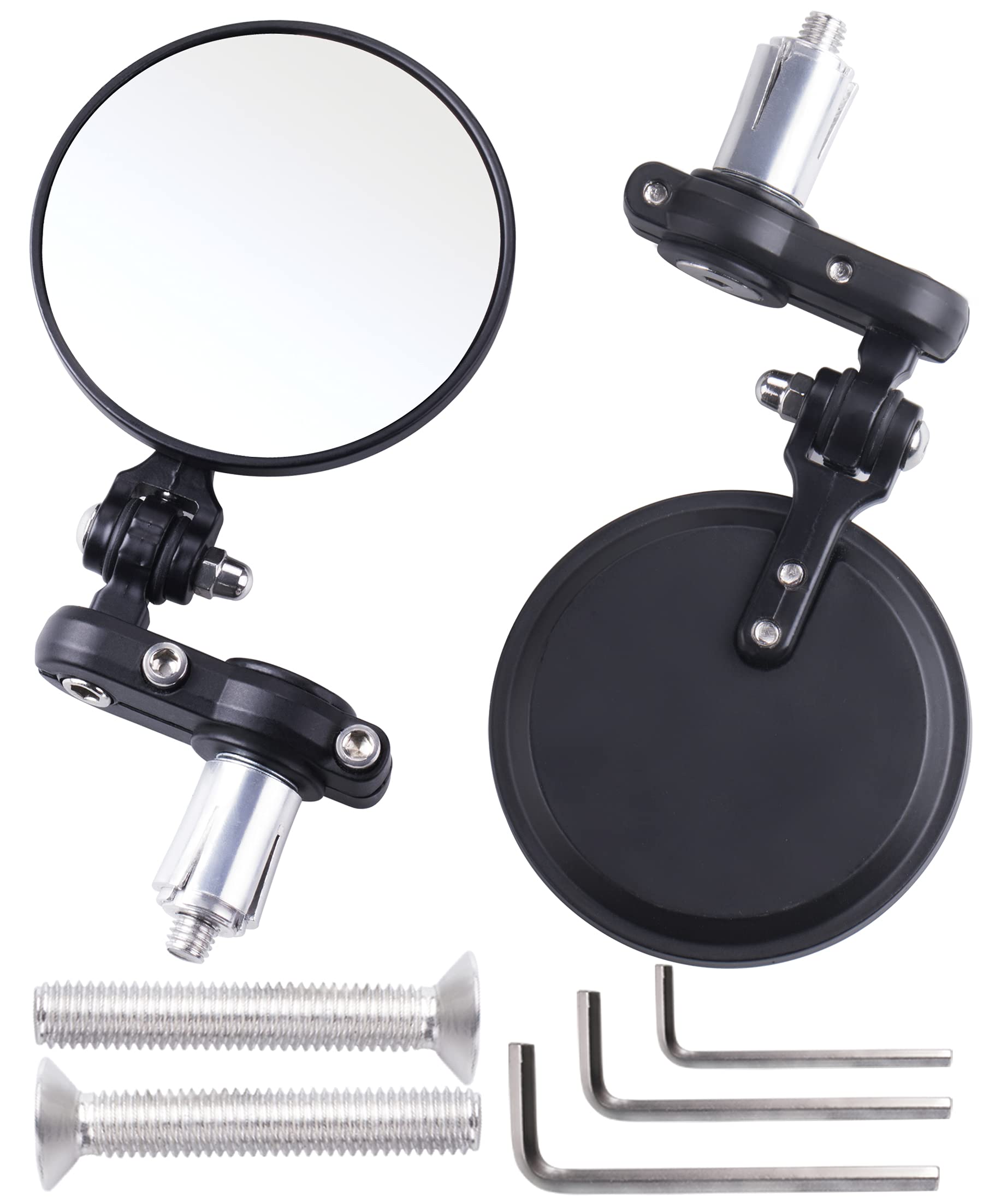 Oraevy Universal Motorcycle Mirrors - 3 Inch Round 7/8'' Bar Folding Bar End Side Mirror Compatible With Ebike Honda Scooter Suz