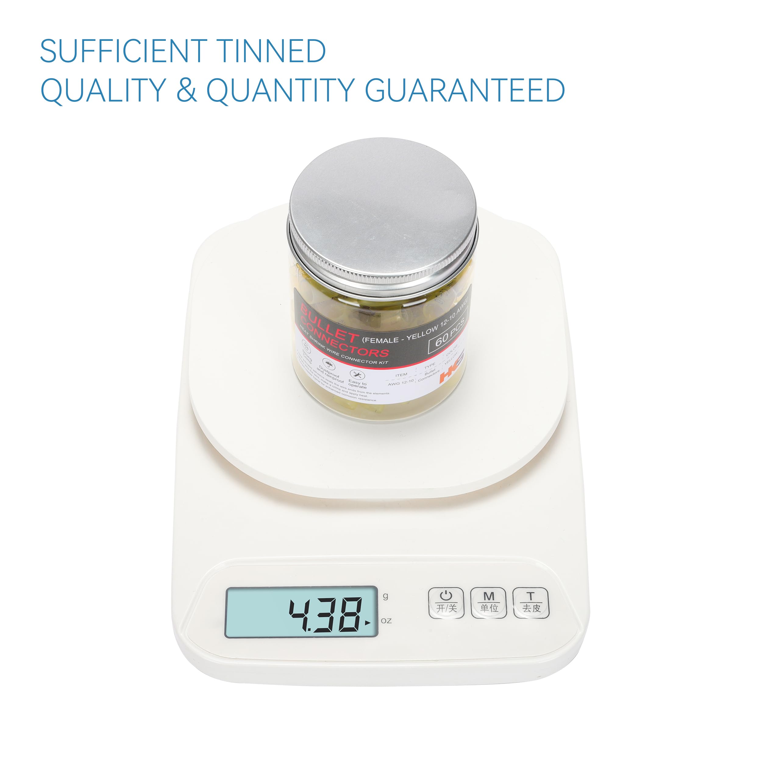 Hks 60 Pcs Heat Shrink Female Bullet Connector - Yellow 12-10 Awg - Electrical Wire Connectors Kit - Tinned Copper - Automotive