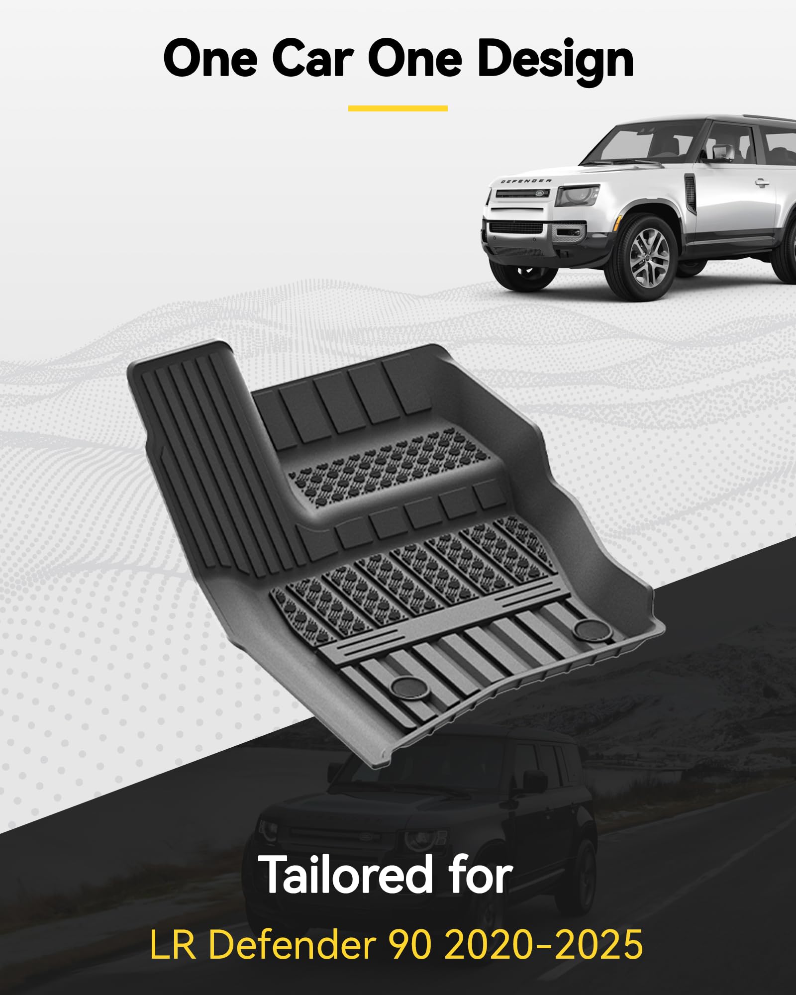 3W Floor Mats For Range Rove Defender 90 2020-2024 2025 Tpe All Weather Custom Fit Floor Liner For Range Rove Defender 90 1St An