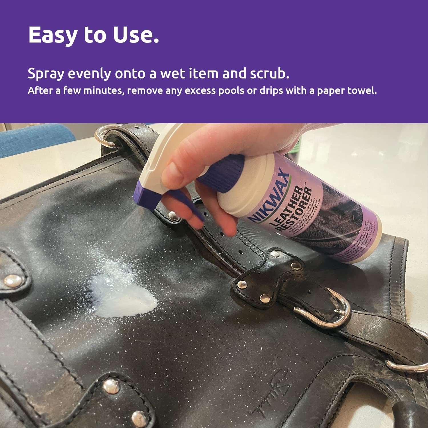 Nikwax Leather Restorer Spray To Waterproof, Condition, Revitalize And Protect Leather Car Interiors, Motorcycle Seats, Jackets, Leather Apparel, Furniture, Shoes, Bags, Purses, And Accessories