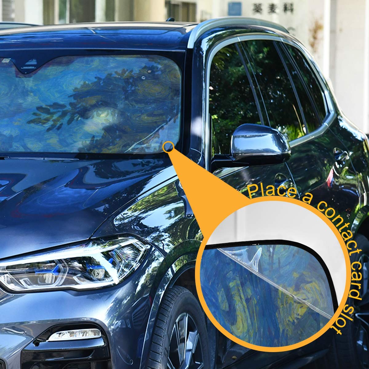 Car Windshield Sunshade Vincent Van Gogh Pattern, Blocks Sun Visor Protector Foldable Sun Shield Keep Your Vehicle Cool, Fits Wi