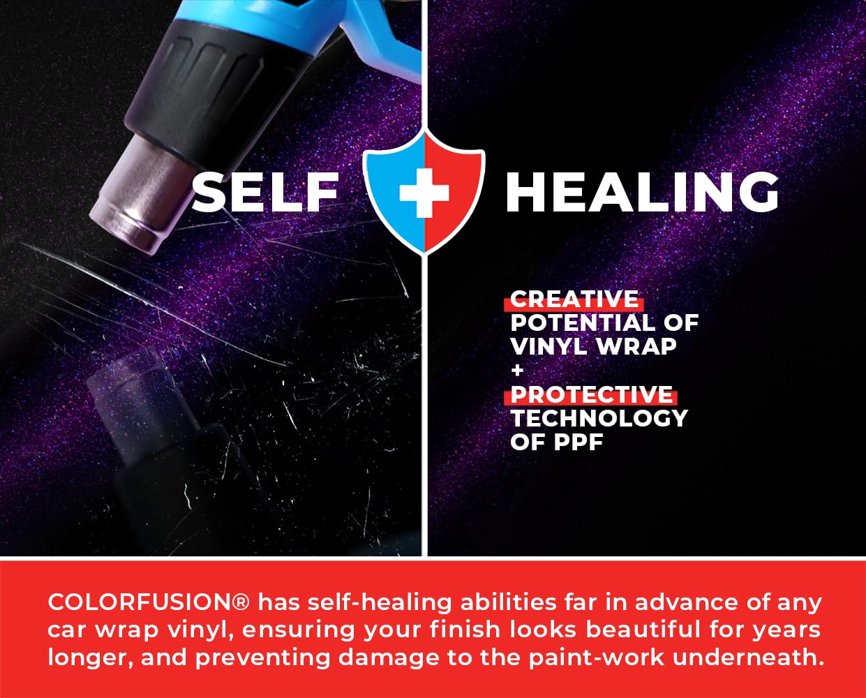 Colorfusion Ppf By Vvivid, Gloss Cosmic Purple Dry Apply Ppf Vinyl Car Wrap Roll 6Ft X 5Ft