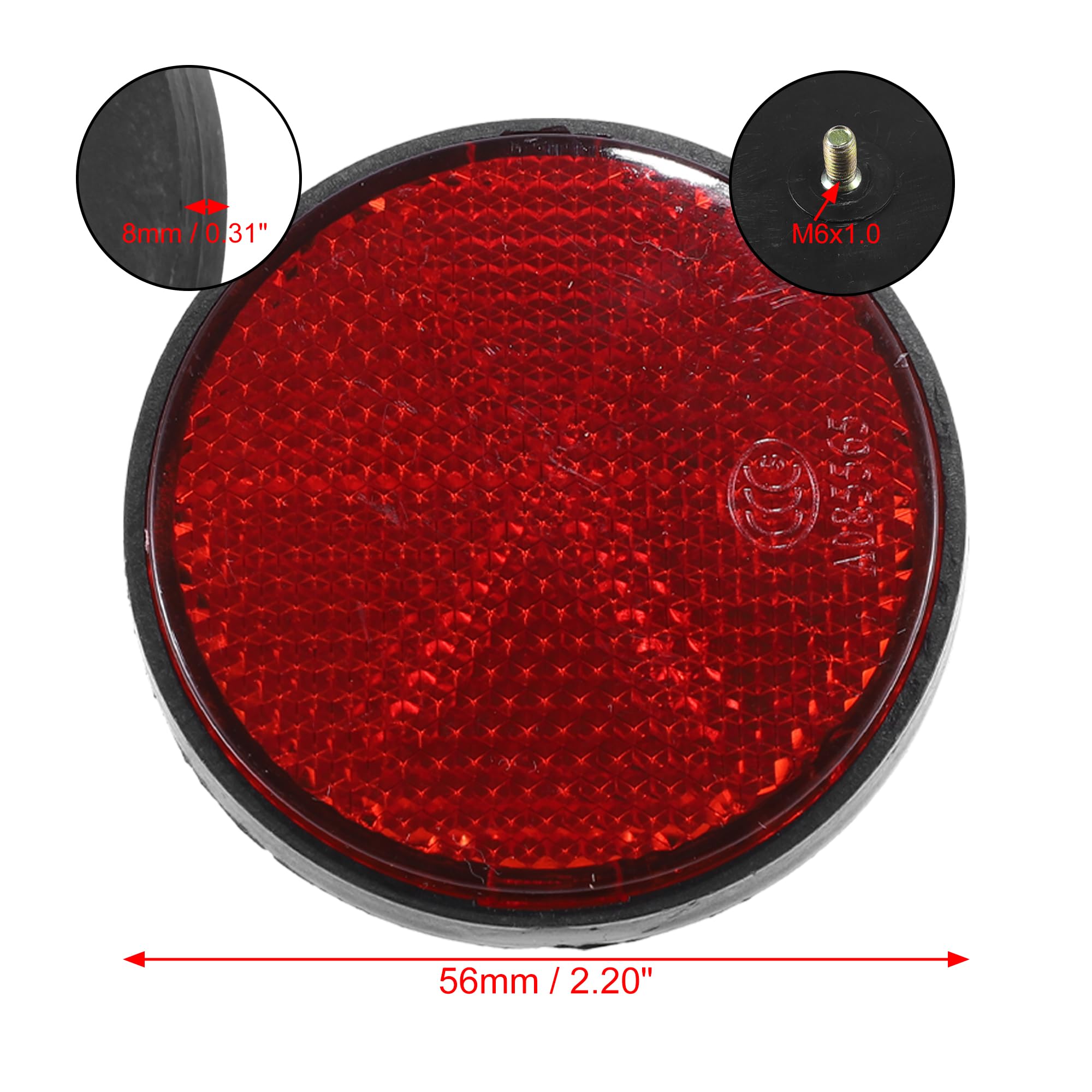 X Autohaux 4 Pcs M6X1.0 Orange Red Plastic Universal Round Screw Mount Reflective Warning Reflector With Nut For Motorcycle Bike