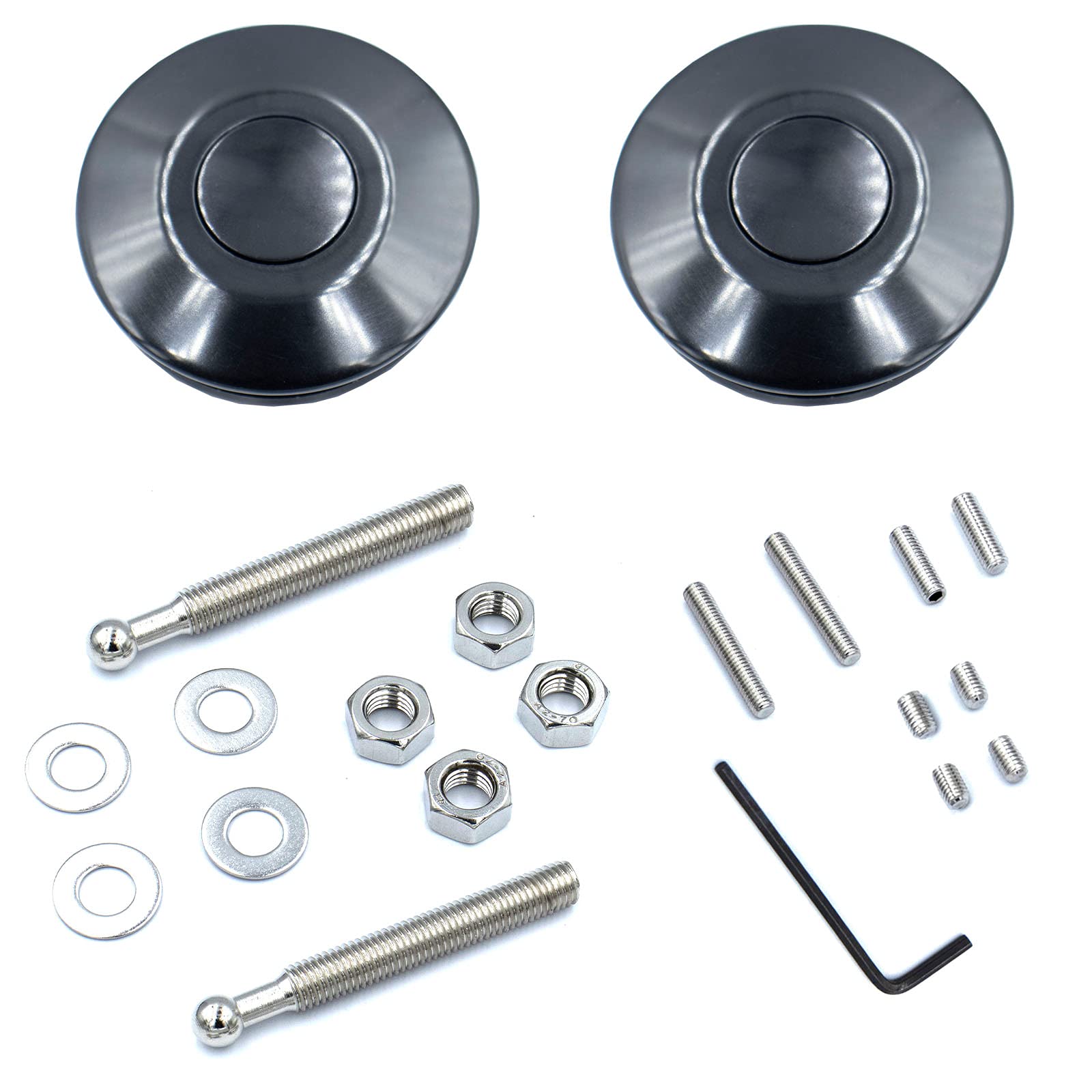 Woopeey Black Aluminum 2.44 Inches Diameter Universal Quick Latch Hood Pins, Quick Release Latch Push Button,Quick Release Hood Cap Pin Lock Clip Kit For Hood Bumper Or Diy