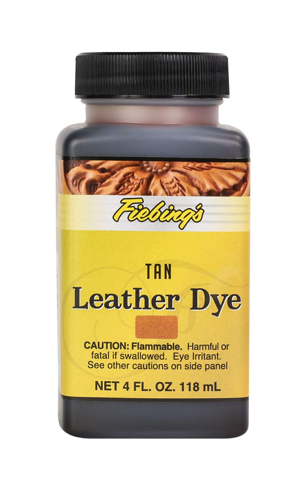 Fiebing's Leather Dye 4oz Tan - alcohol based penetrating & permanent leather dye