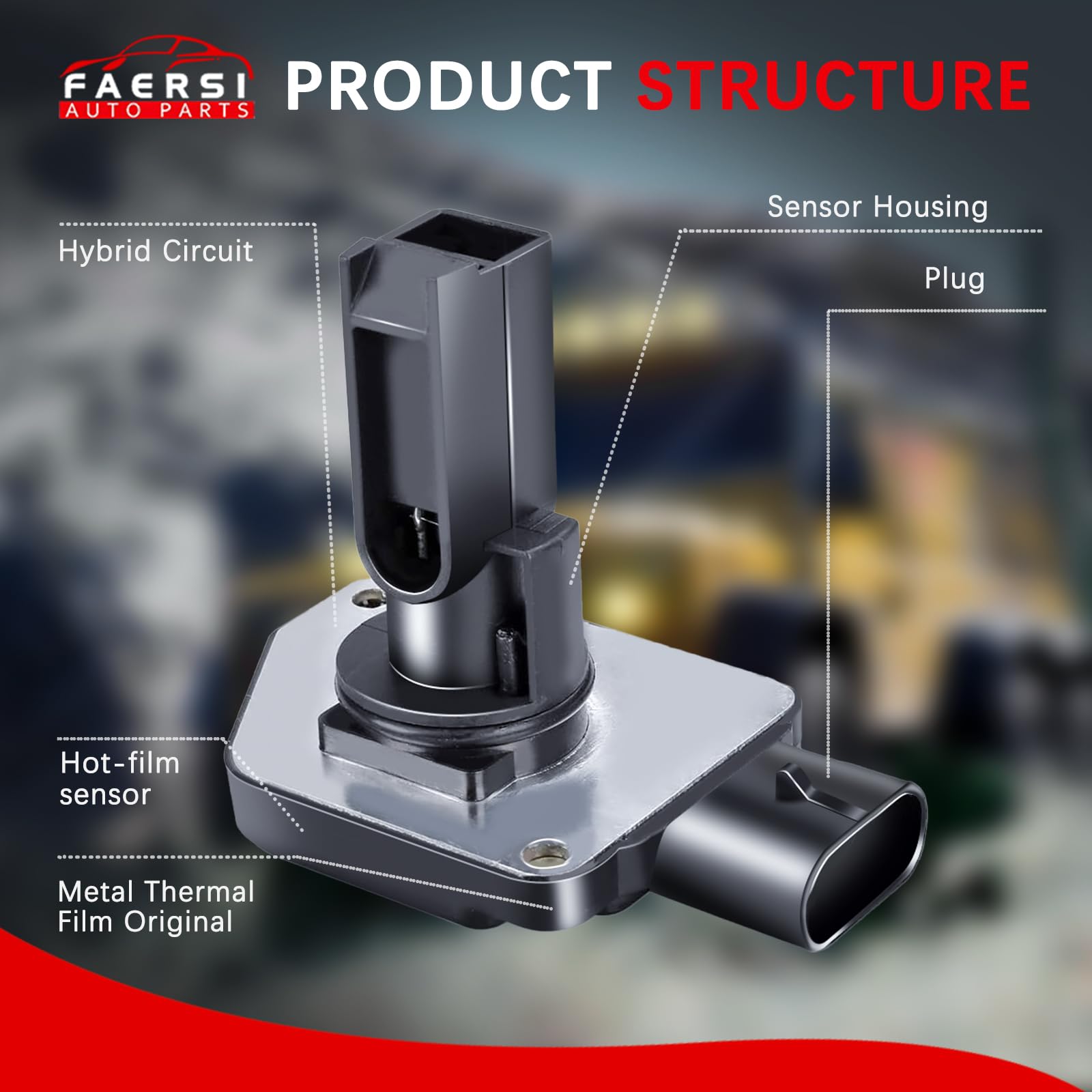 Faersi Mass Air Flow Meter Sensor Maf Afh50M-05 Replacement For Buick Chevy Oldsmobile Pontiac 3.8L 3Pin, 1999-2005 Lesabre, 200