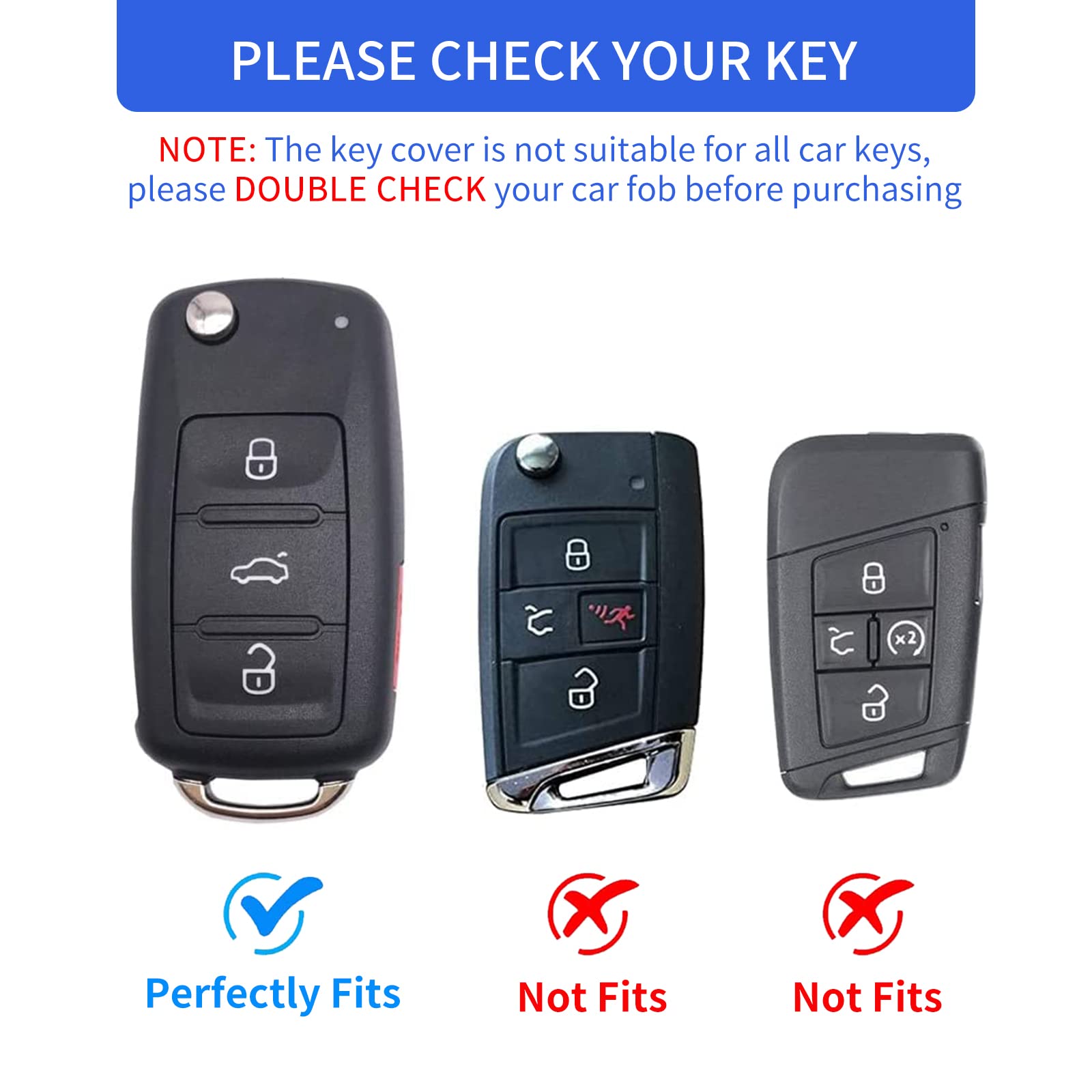 OFFCURVE for Volkswagen Key Fob Cover, Soft TPU Full Protector Key Fob Case for VW Jetta Golf Polo Passat MK8 Tiguan Beetle Car
