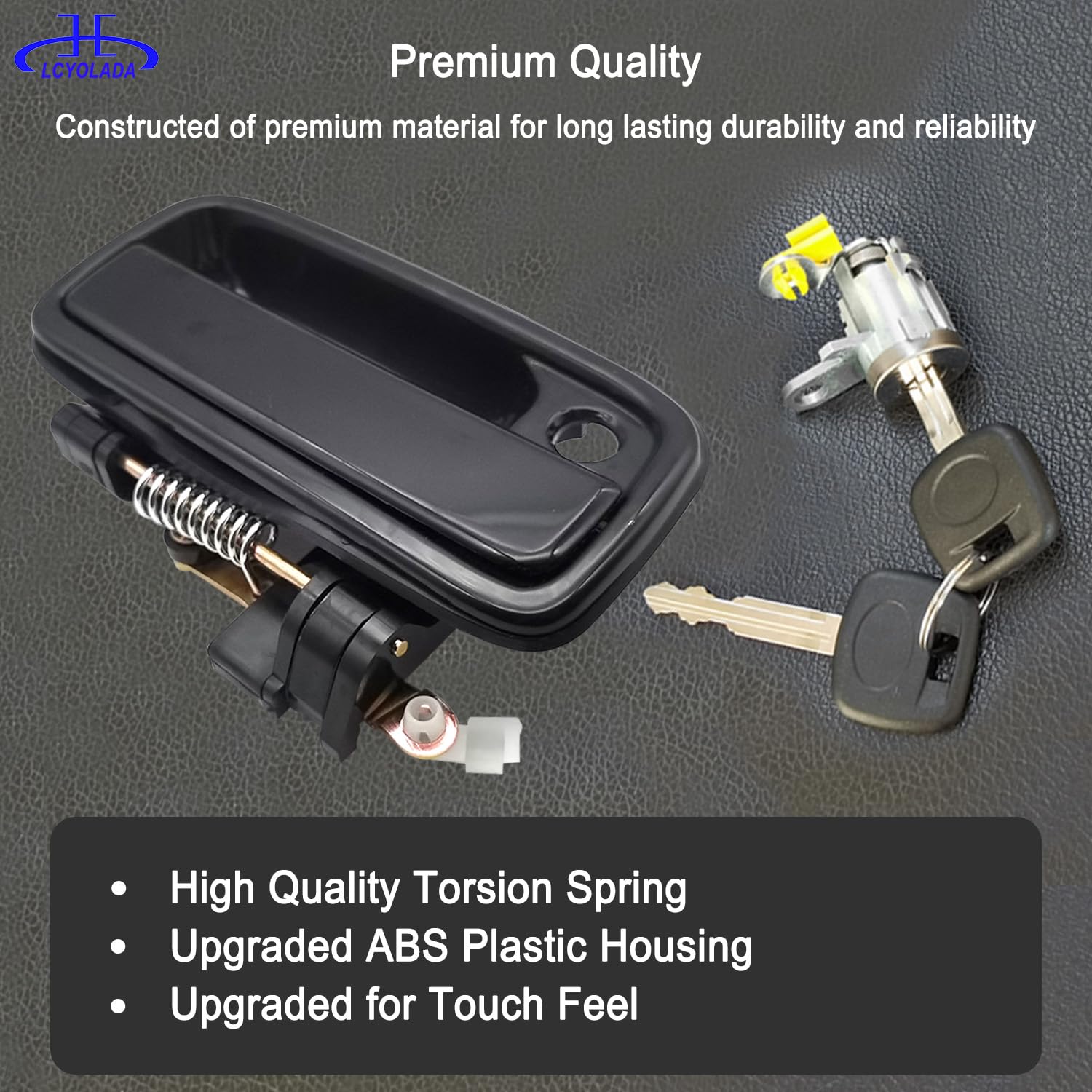 Lcyolada Pair of Exterior Door Handles w/Lock Cylinders & Keys Compatible with 1995-2004 Toyota Tacoma, Front Driver and Passeng