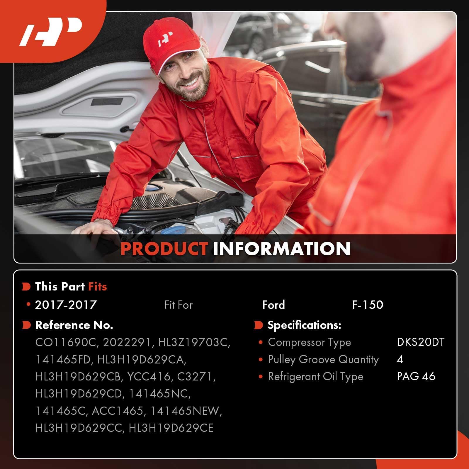 A-Premium Air Conditioner AC Compressor with Clutch Compatible with Ford F-150 F150 2017, 5.0L