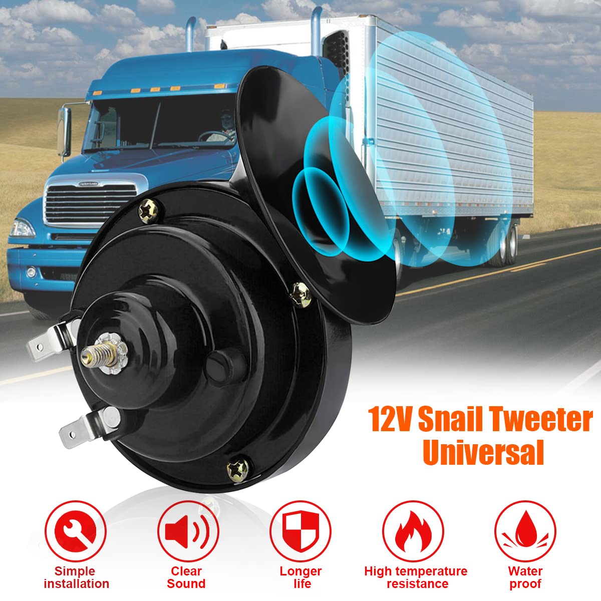 Super Loud Train Horns, Car Waterproof Durable Air Electric Snail Horn, 12V Raging Sound Air Horns Replacement Kit, Automotive A