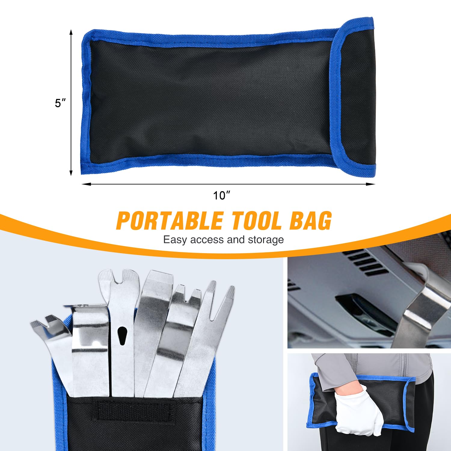 Gooacc 6Pcs Metal Trim Removal Tool Auto Pry Tool Kit Auto Trim Removal Set For For Car Audio Dash Window Molding Panel Door Wit