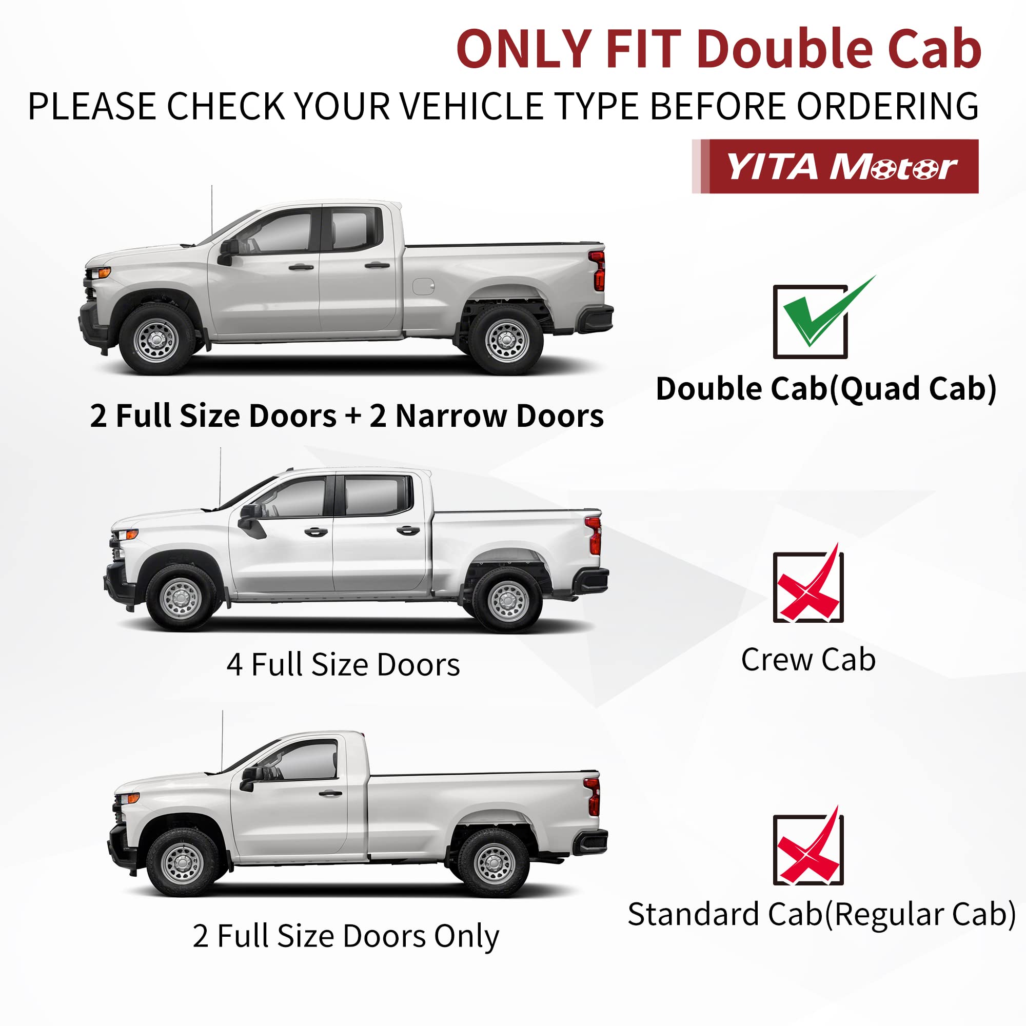 Yitamotor Running Boards Compatible With 2019-2025 Chevy Silverado/Gmc Sierra 1500, 2020-2025 Silverado/Sierra 2500Hd 3500Hd Dou