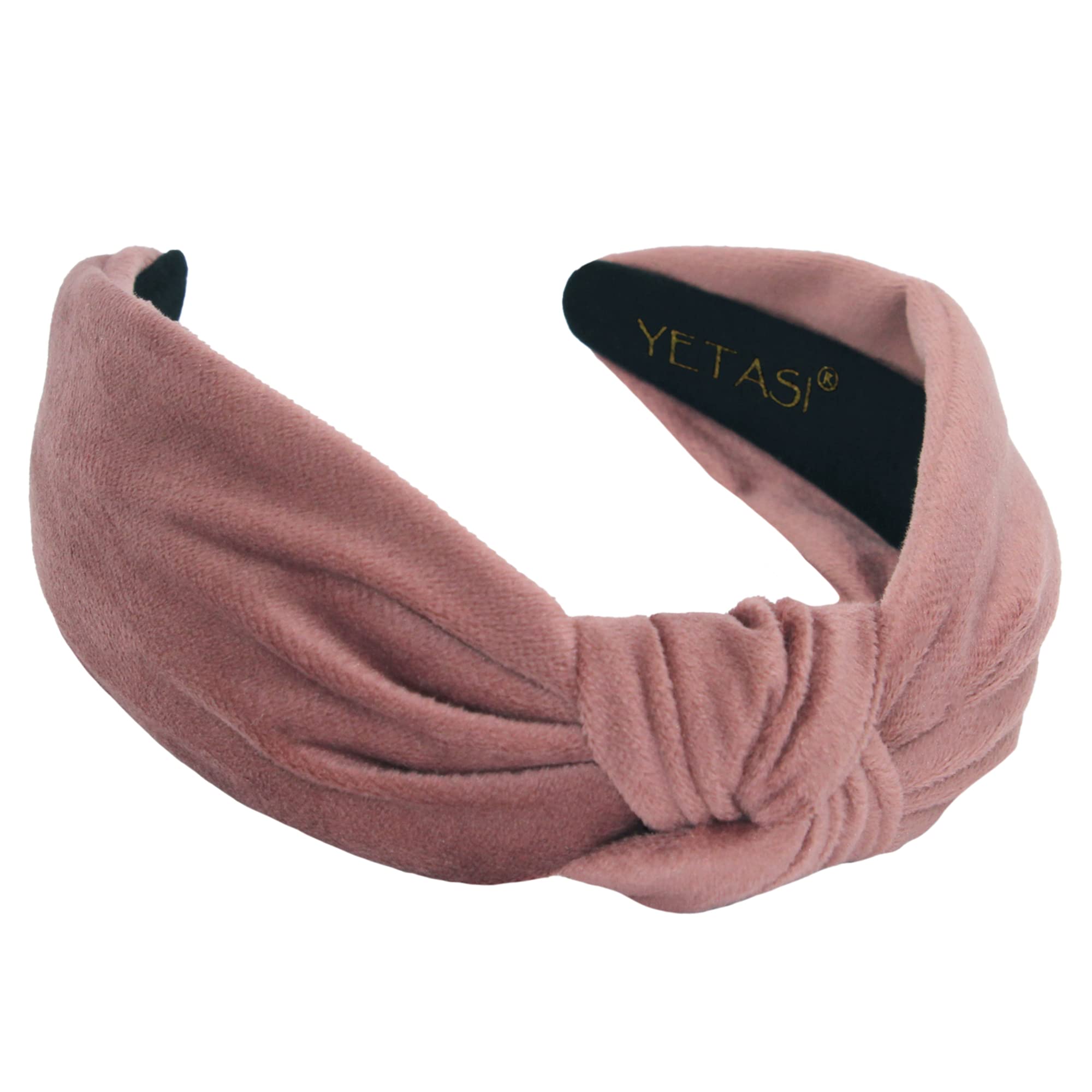 YETASI Women s Knotted Headband: Dusty Pink Velvet Top Knot Fashion Head Bands With Non-Slip Material-New