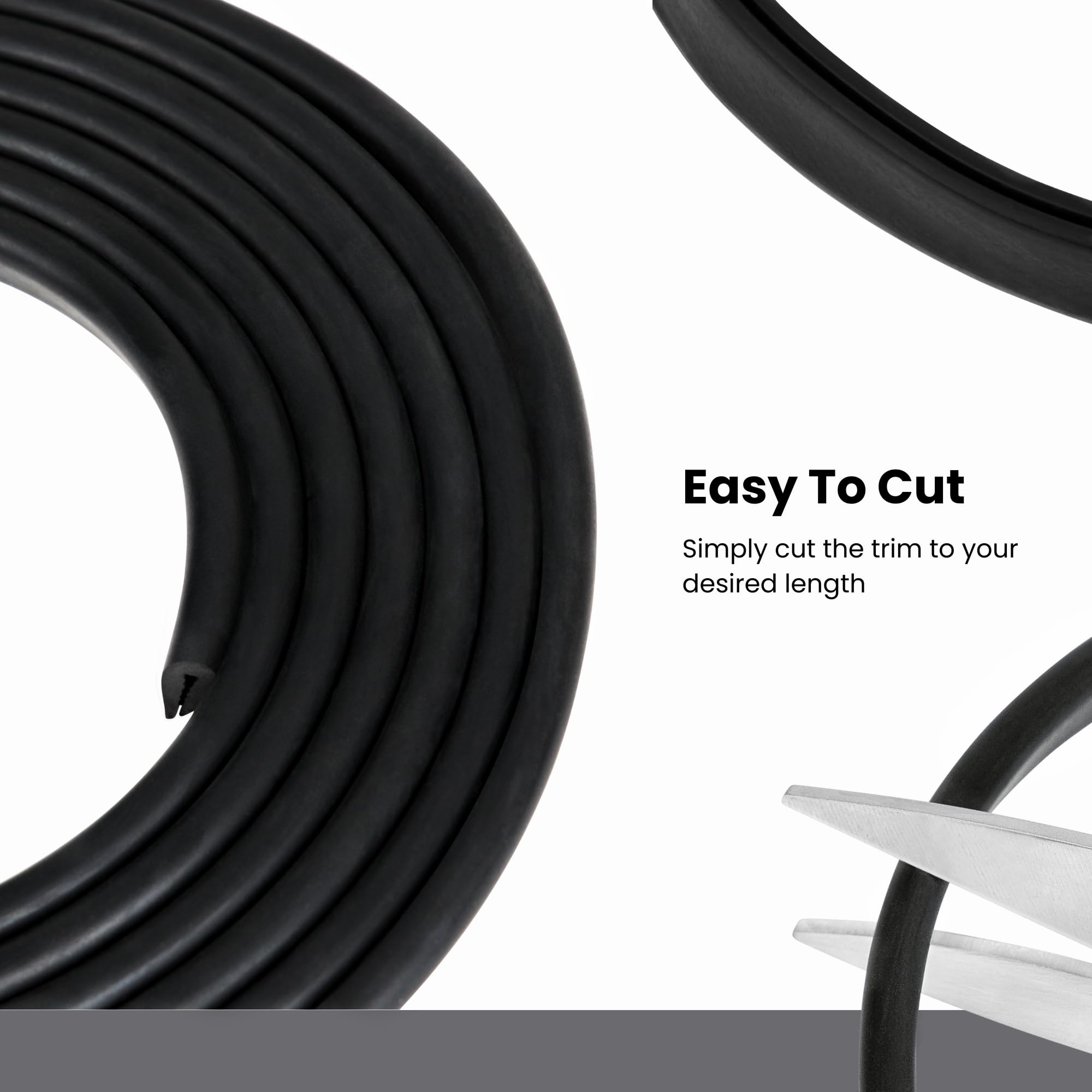 Black U Channel Edge Trim Seal Epdm 15/32'' High X 19/64'' Wide (5 Feet)