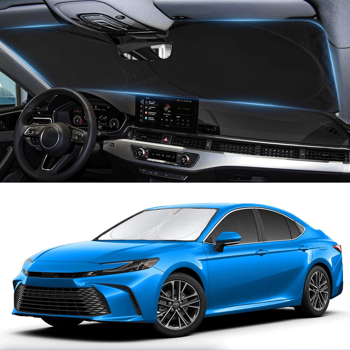 Sunshade For 2025 2026 Camry Le Xle Hybrid Se Xse Sedan Summer Interior Accessories Front Window Shield 210T Coating Cover For W