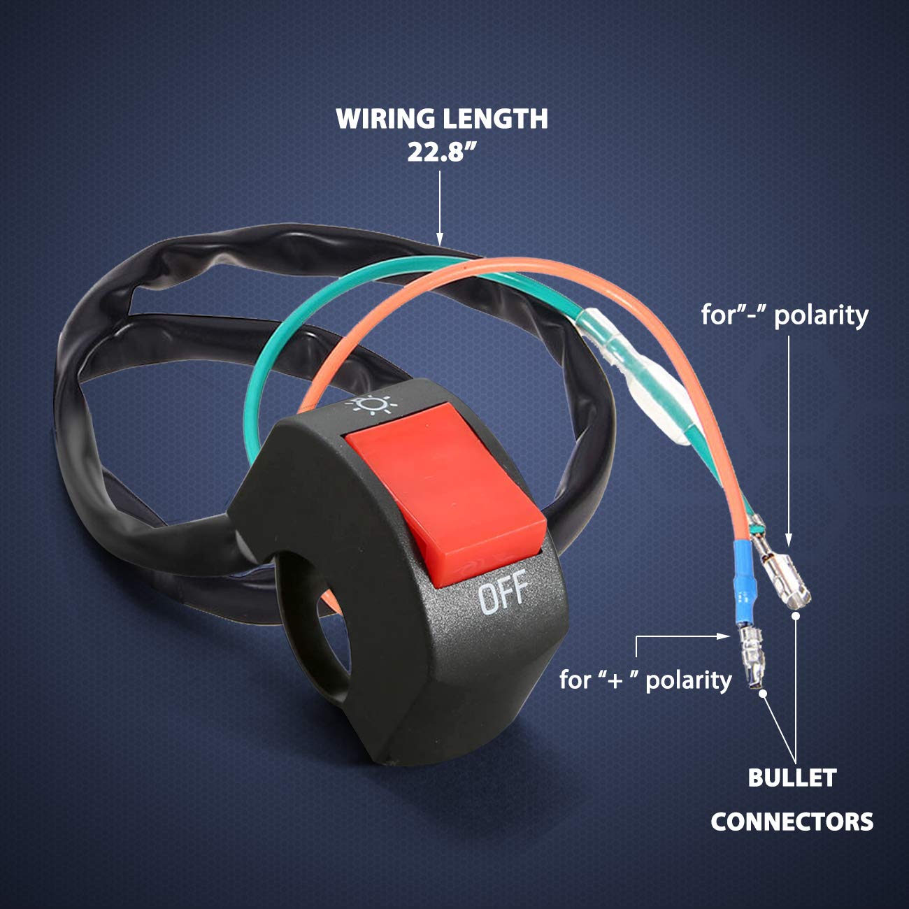 1 Piece Motorcycle Handlebar Switch Handlebar Toggle Switch With On Off Push Button For U5 U7 U2 Motorcycles Scooter Electrombile Motorbike-7/8Inch 22Mm(Red)