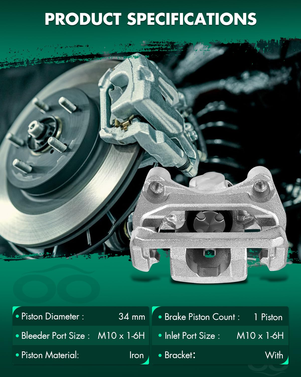 Scitoo Rear Brake Calipers With Bracket 18B5002 18B5003 Fit For Ford For Fusion 06-12 For Lincoln Mkz 07-12 For Lincoln Zephyr 0