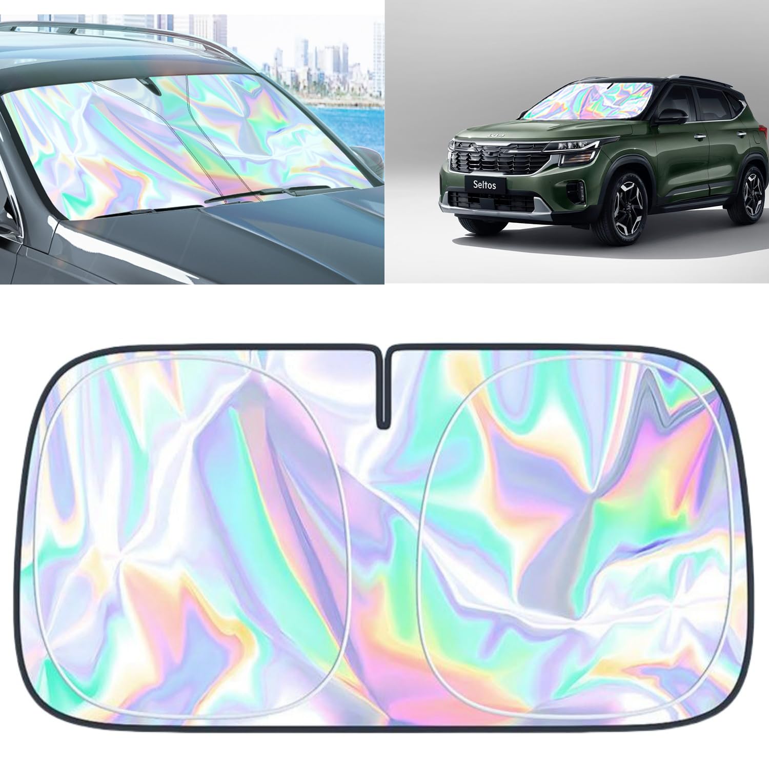 for kia seltos Windshield Sun Shade - Foldable Windshield Cover Sun Shade seltos 2007-2025 Accessories Protect Car from Sun Rays