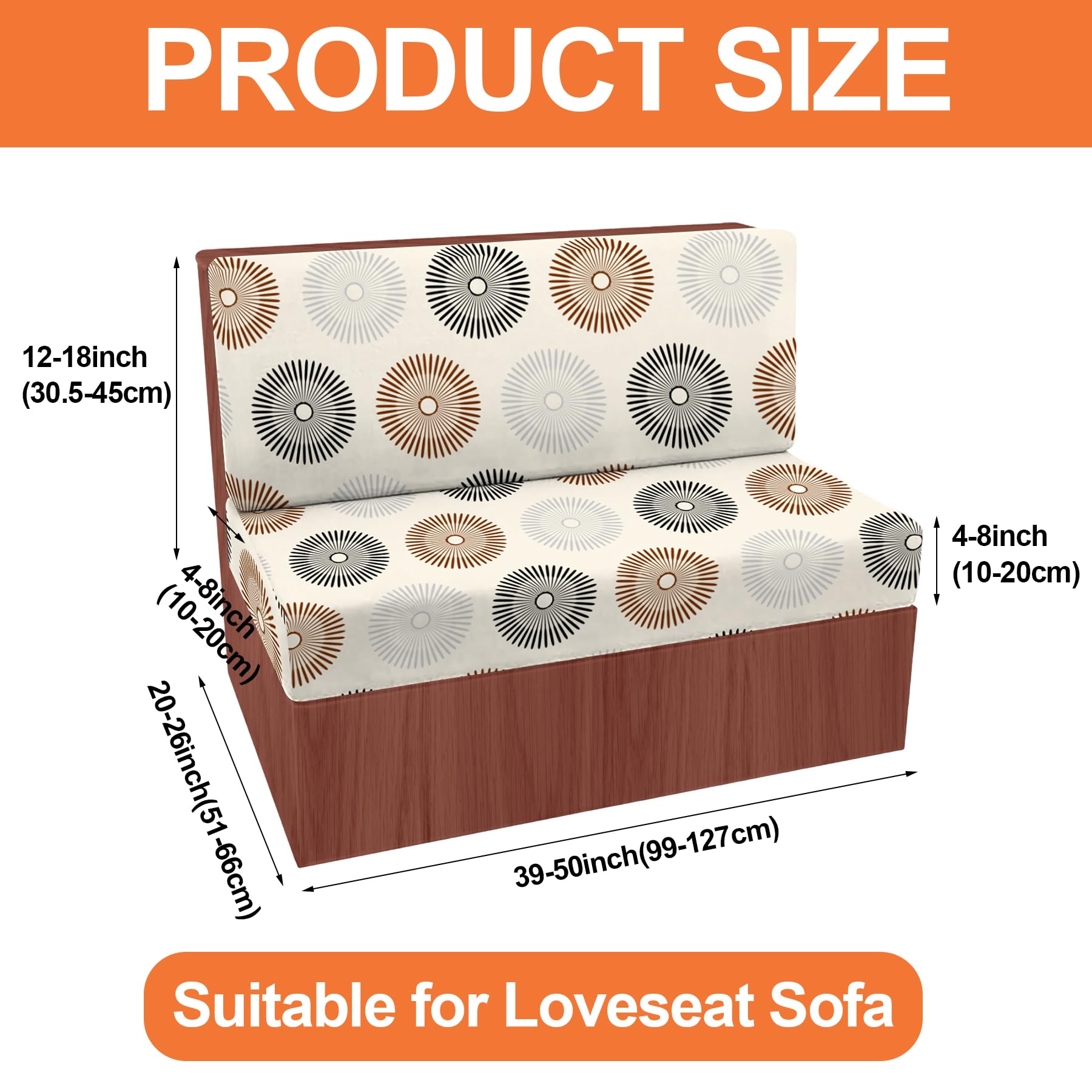 Fuangui Rv Dinette Cushion Covers - Stretch Camper Cushion Booth Seats Replacement - Washable Sofa Furniture Protector (C35, 2 B