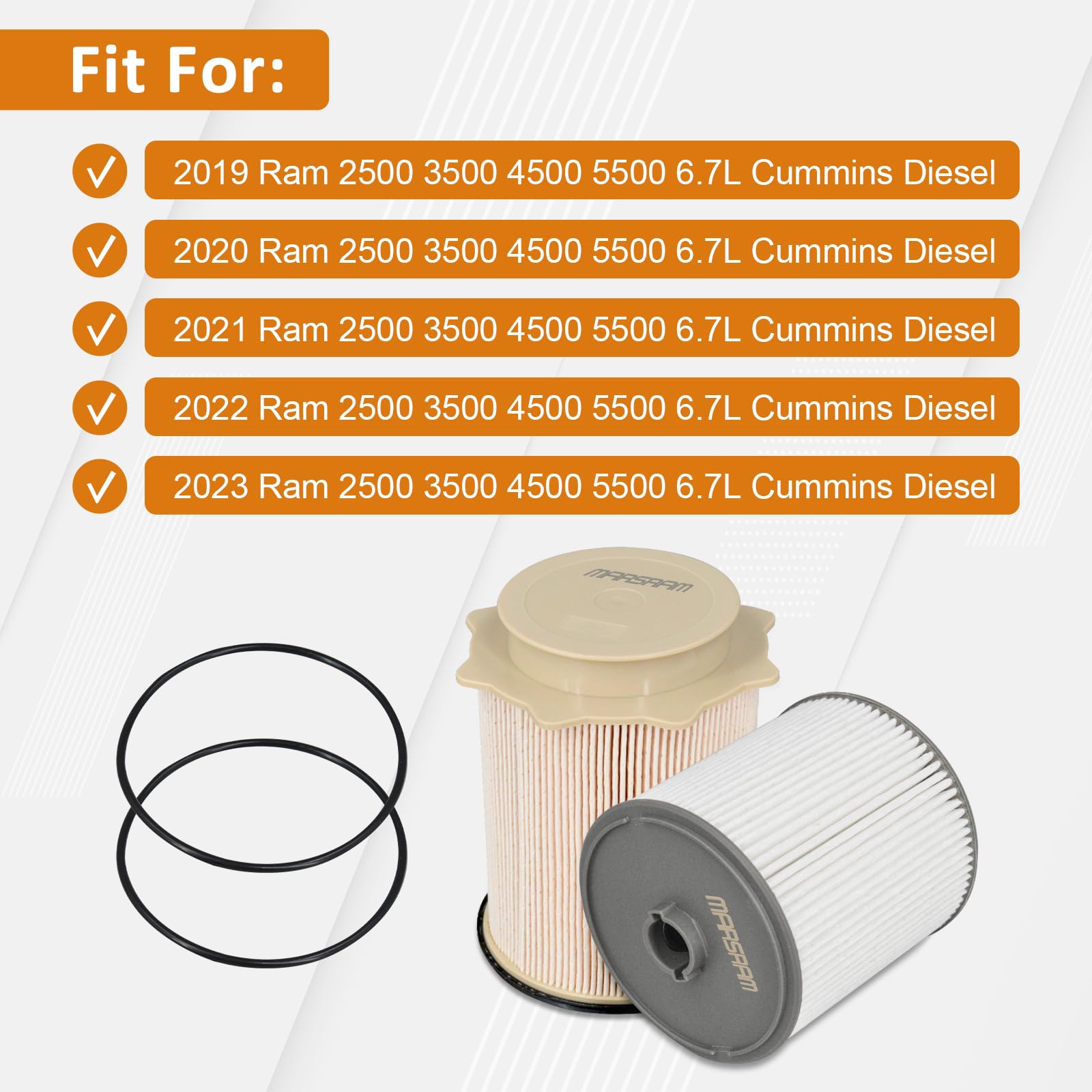 Marsram Fuel Filter for Ram 2500 3500 4500 5500 6.7 Cummins Diesel, Fuel Filters fit for 2019 2020 2021 2022 2023 Dodge Ram, 2 S