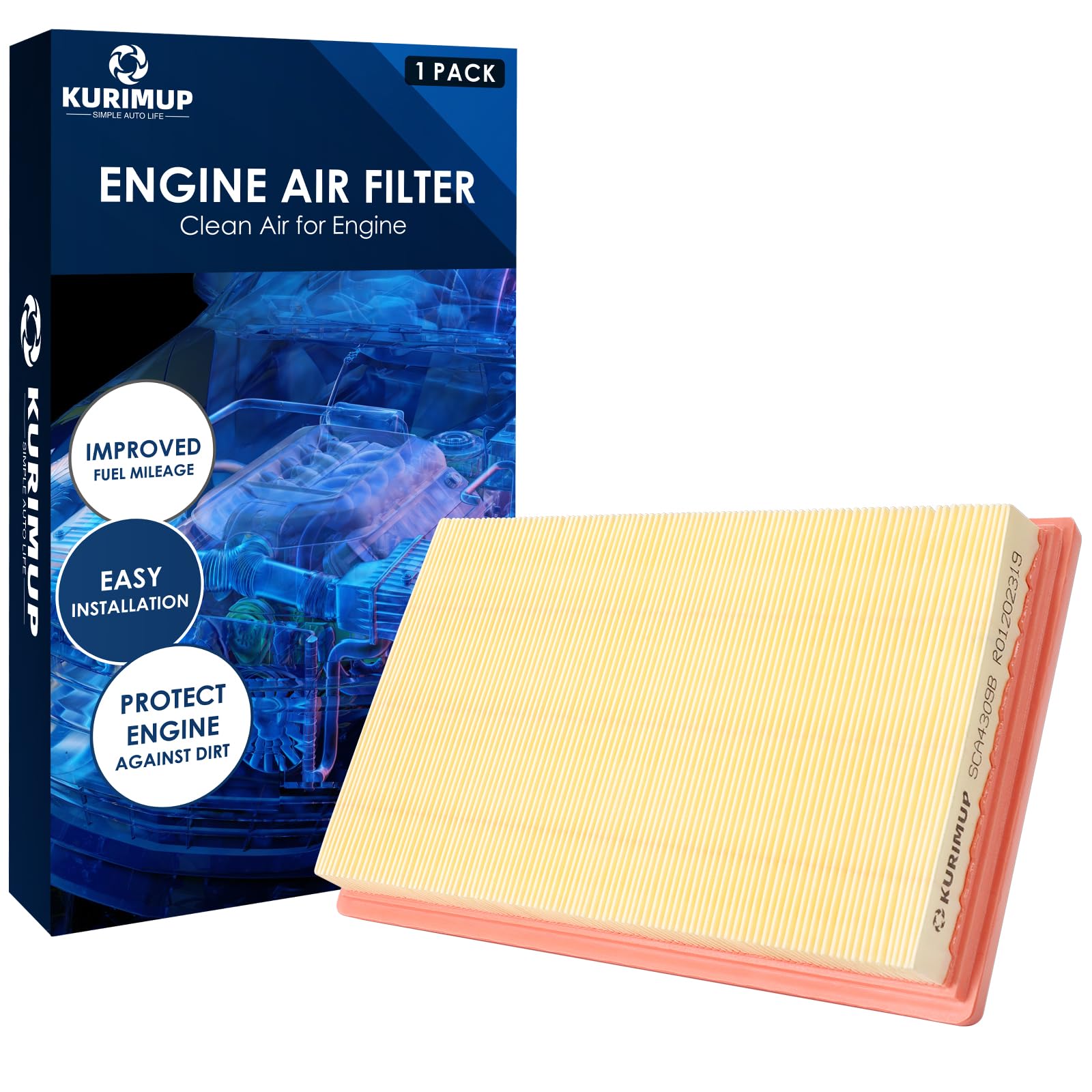 Kurimup Ca4309 Replacement Engine Air Filter, Efficient Filtration Offers 99% Air Purification, Fit For Nissan, Subaru, Infiniti