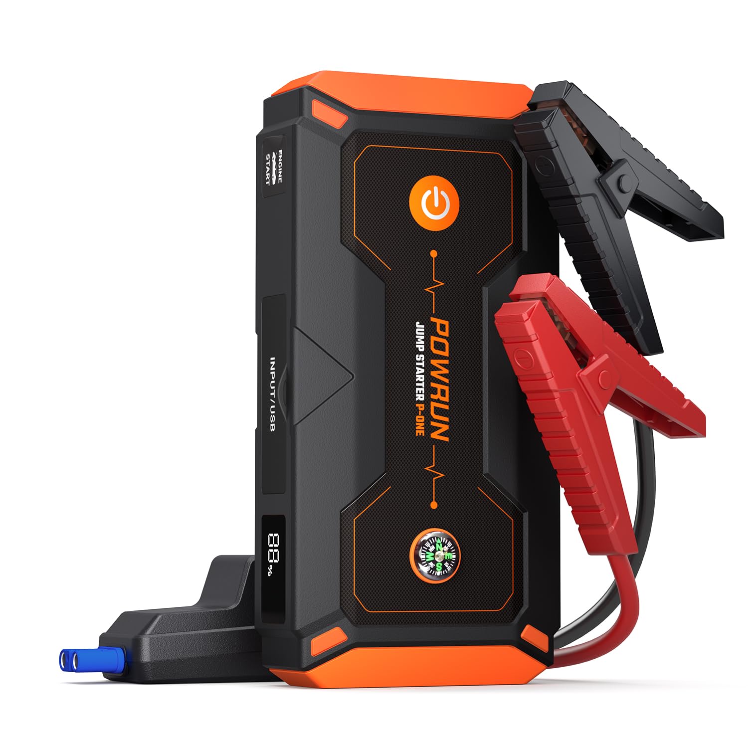 Powrun P-One Jump Starter, 2000A Portable Jump Box - Car Jump Starter Battery Pack For Up To 8.0L Gas And 6.5L Diesel Engines, 1