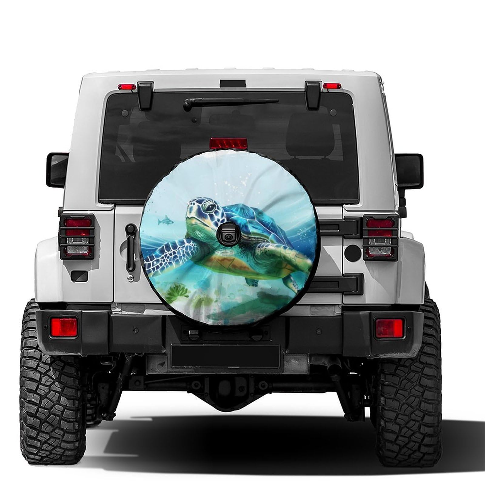 Dujiea Beach Sea Turtle Spare Tire Cover with Backup Camera Hole, Universal Wheel Tire Cover Tire Protectors for Jeep Trailer RV