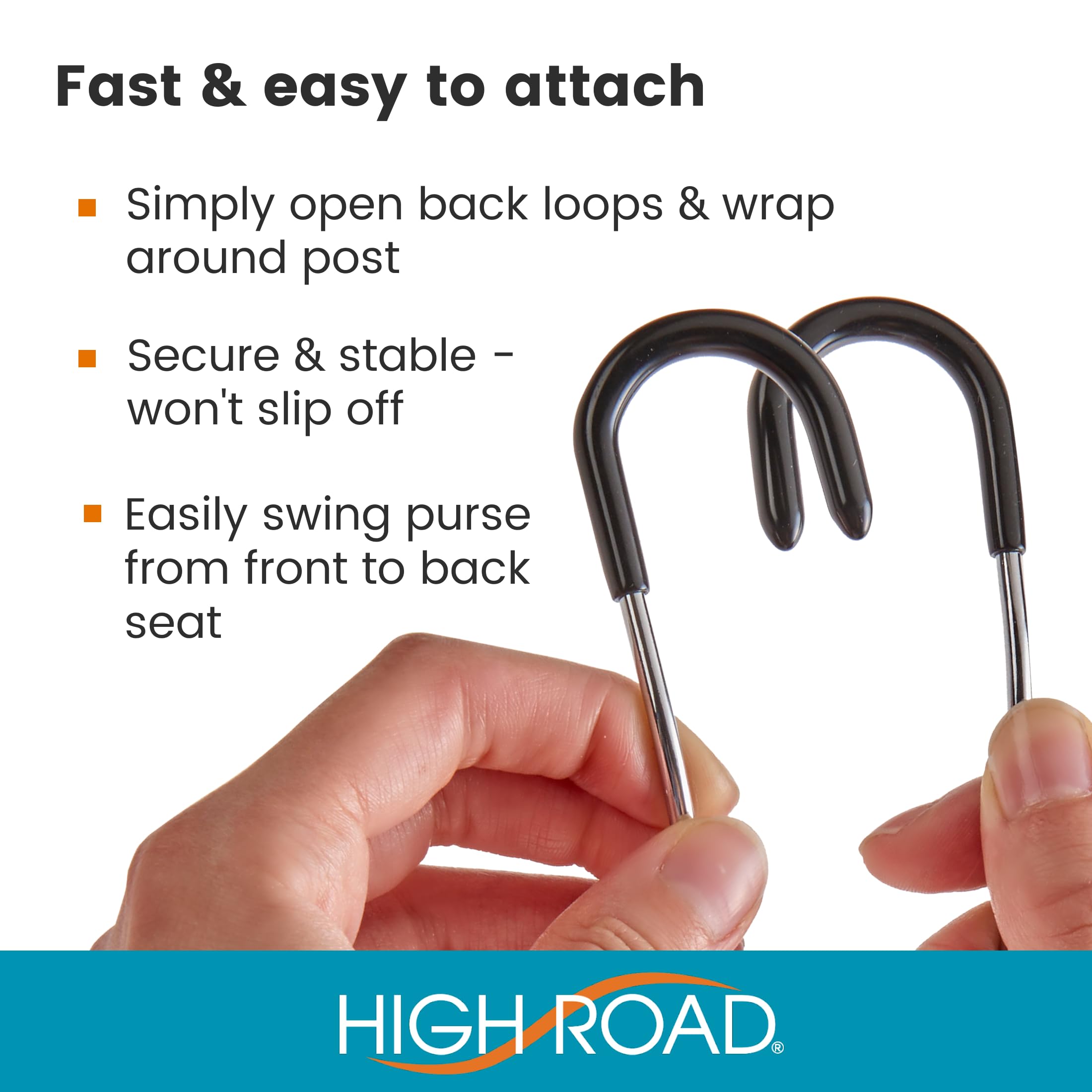 High Road Car Hooks For Purses And Bags With Leather Trim - Unbreakable Headrest Car Hooks For Large Purse Straps And Heavy Bags