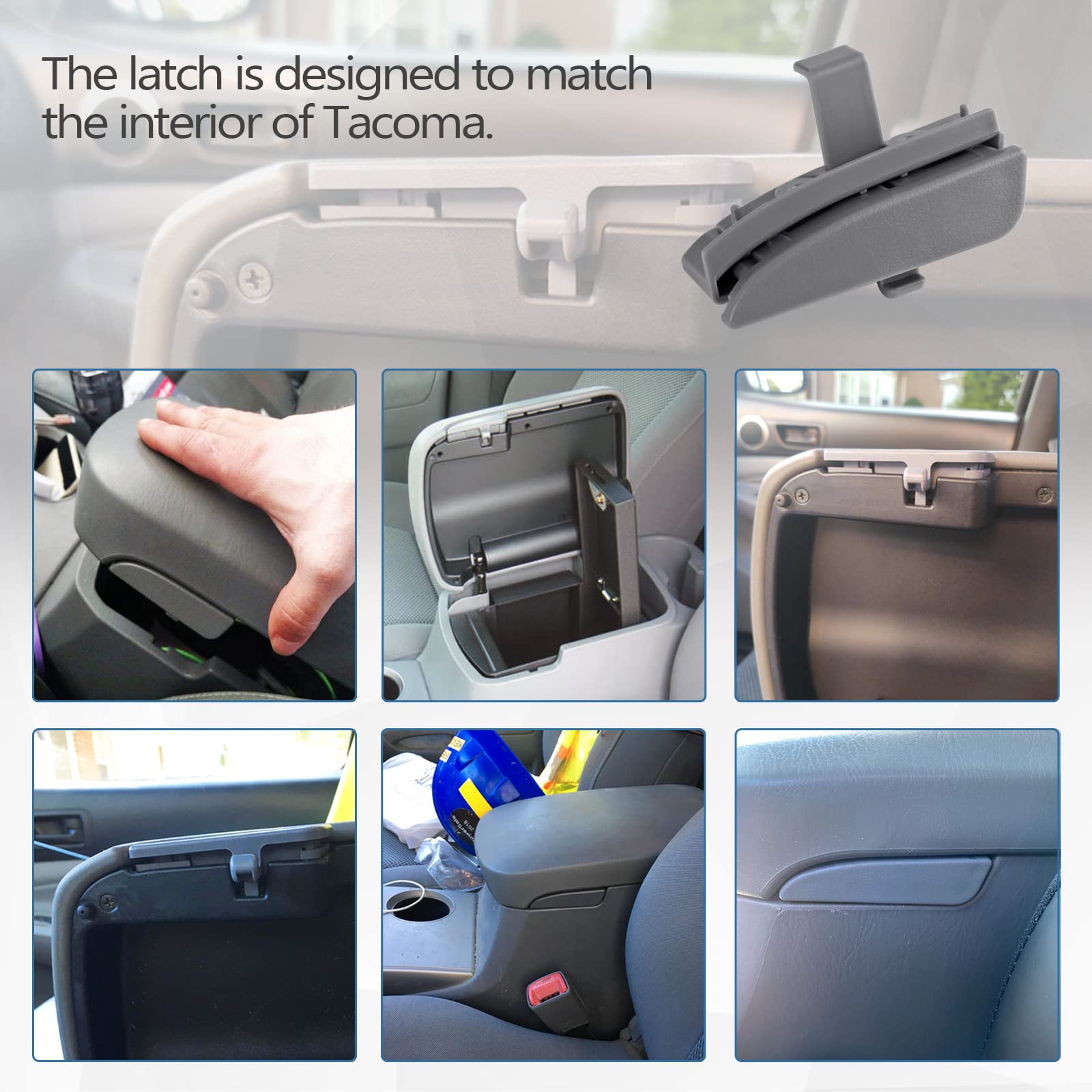 UNIGT Front Center Console Lid Latch Compatible with 2005-2012 Toyota Tacoma Interior Armrest Console Latch Replacement #58910AD