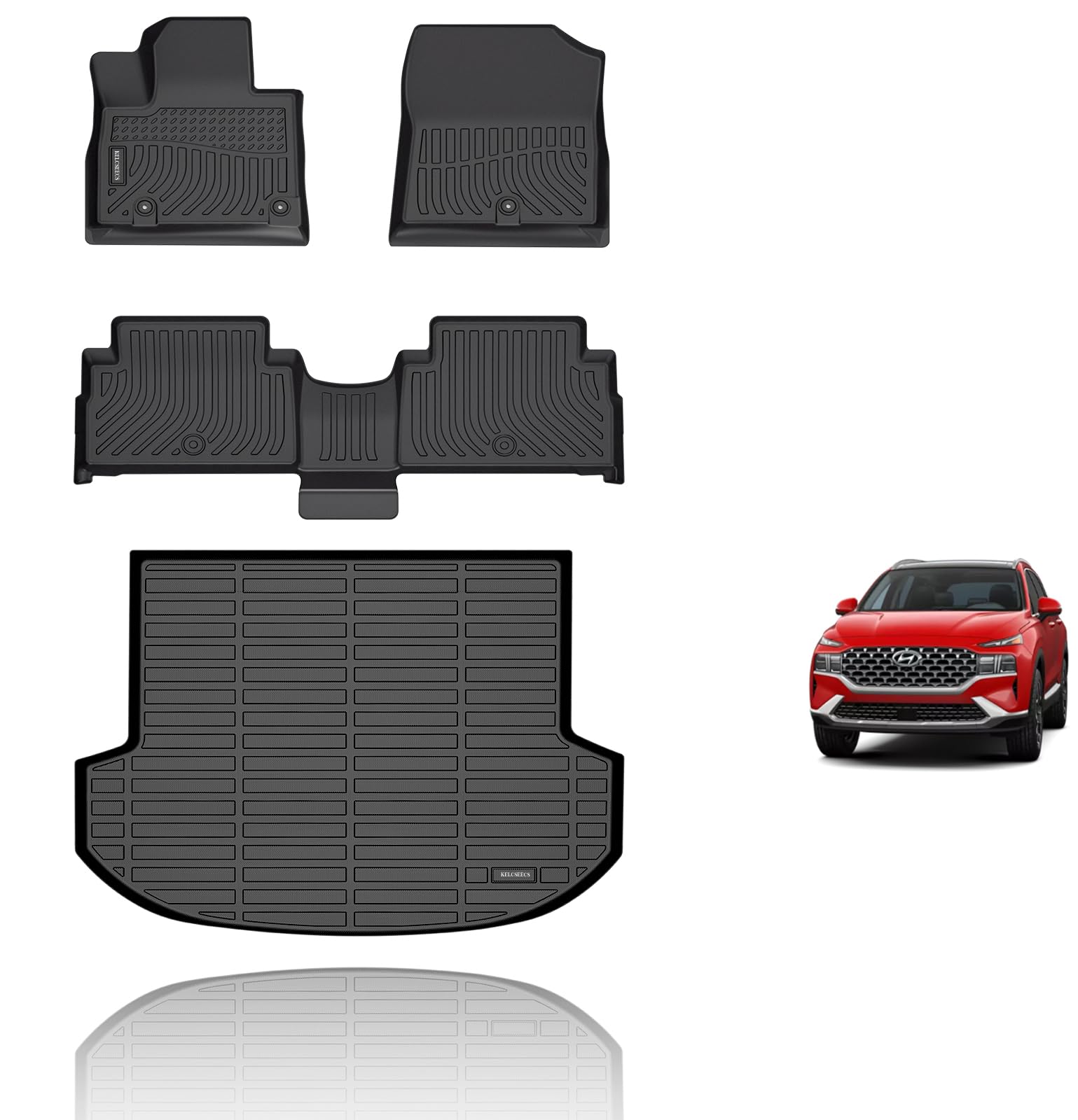 KELCSEECS Floor Mats & Cargo Liner for 2021 2022 2023 Hyundai Santa Fe Hybrid/2022 2023 Hyundai Santa Fe Plug-in Hybrid(PHEV) Ca