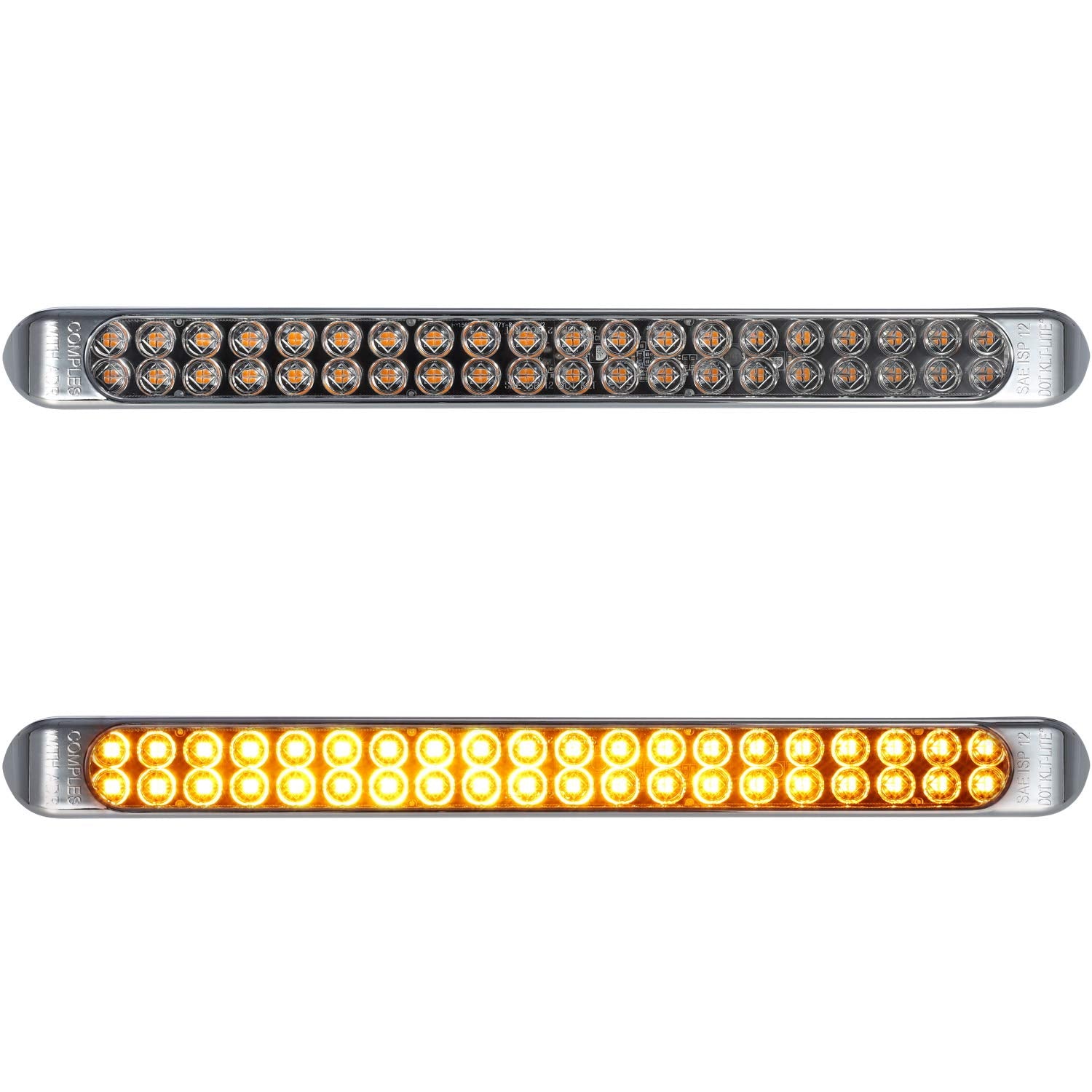 Partsam 2Pcs 17 Inch Amber Led Truck Trailer Light Bar 40 Led Clear Lens Dual Row, 17'' Sealed Led Waterproof Submersible Turn S