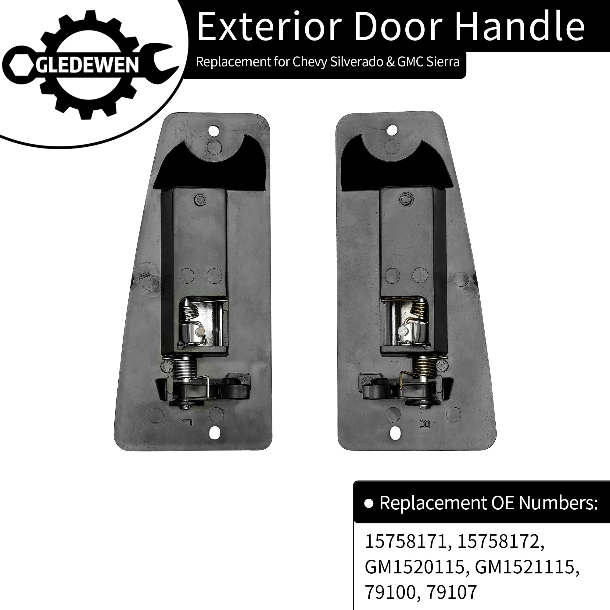 Exterior Door Handles, Chrome Metal Lever, Compatible With 1999-2007 Chevy Silverado, Gmc Sierra 1500 2500 3500, Extended Cab Re