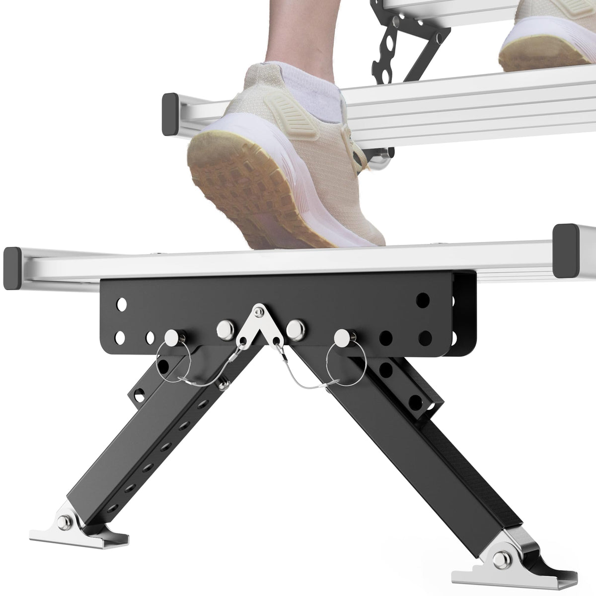 Marudina Heavy-Duty RV Step Stabilizer, Thickened Reinforced Metal for Superior Stability, Foldable and Height Adjustable, Easy 