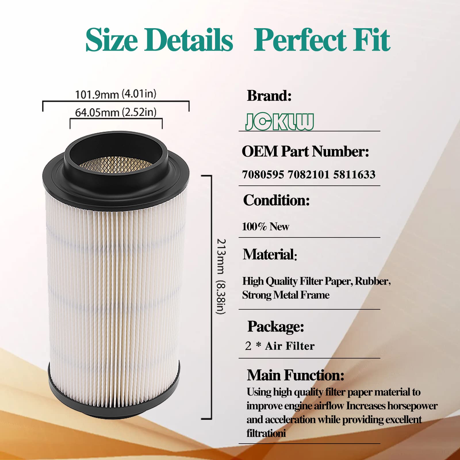 JCKLW 7080595 Air filter 7082101 5811633 for Polaris Sportsman 335 400 500 550 570 600 700 800 850 XP Magnum 325 Scrambler Range