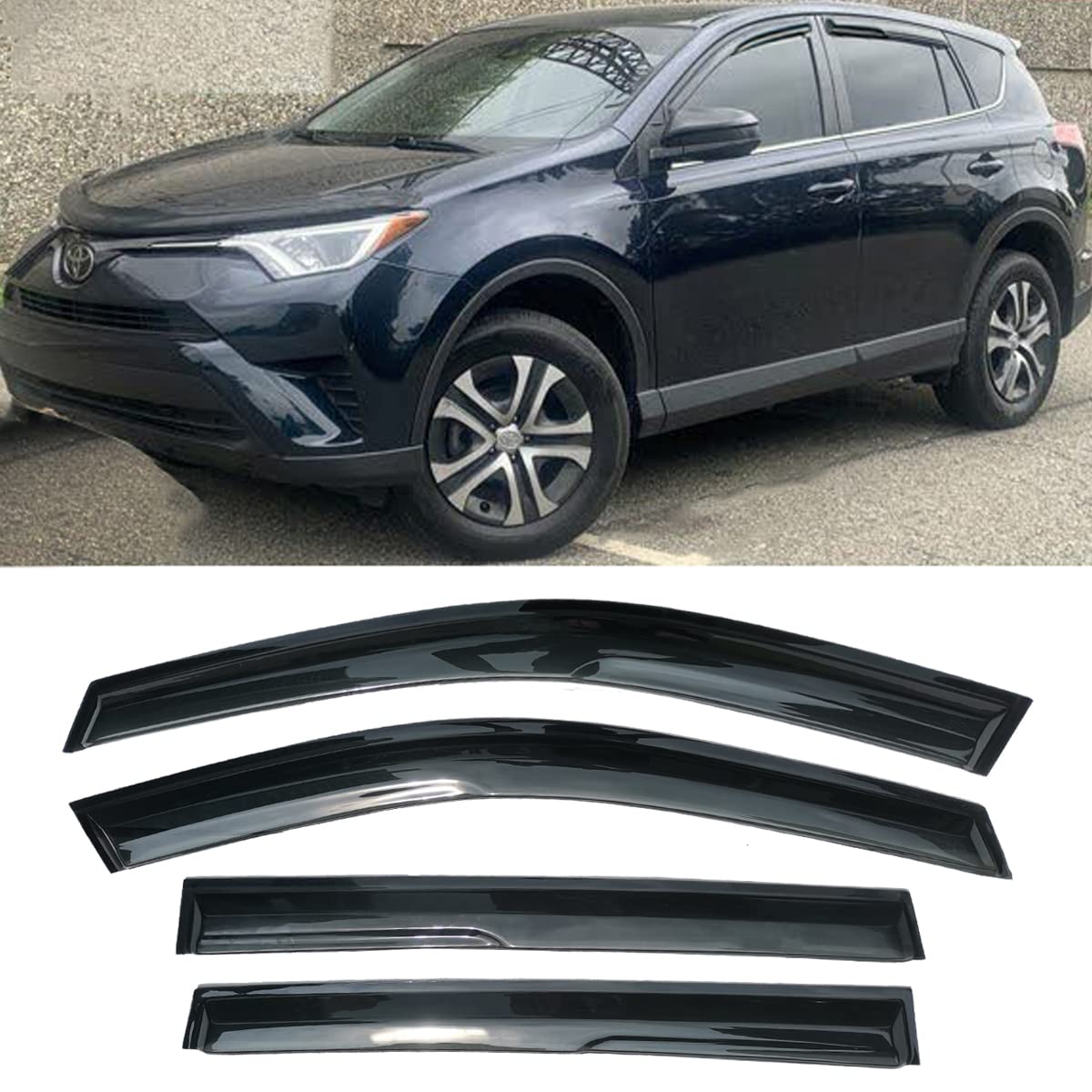 Side Car Window Visor Window Vent Deflectors Rain Guards For 2019 2020 2021 2022 2023 2024 Toyota Rav4, Sun Shade Front Rear Suv