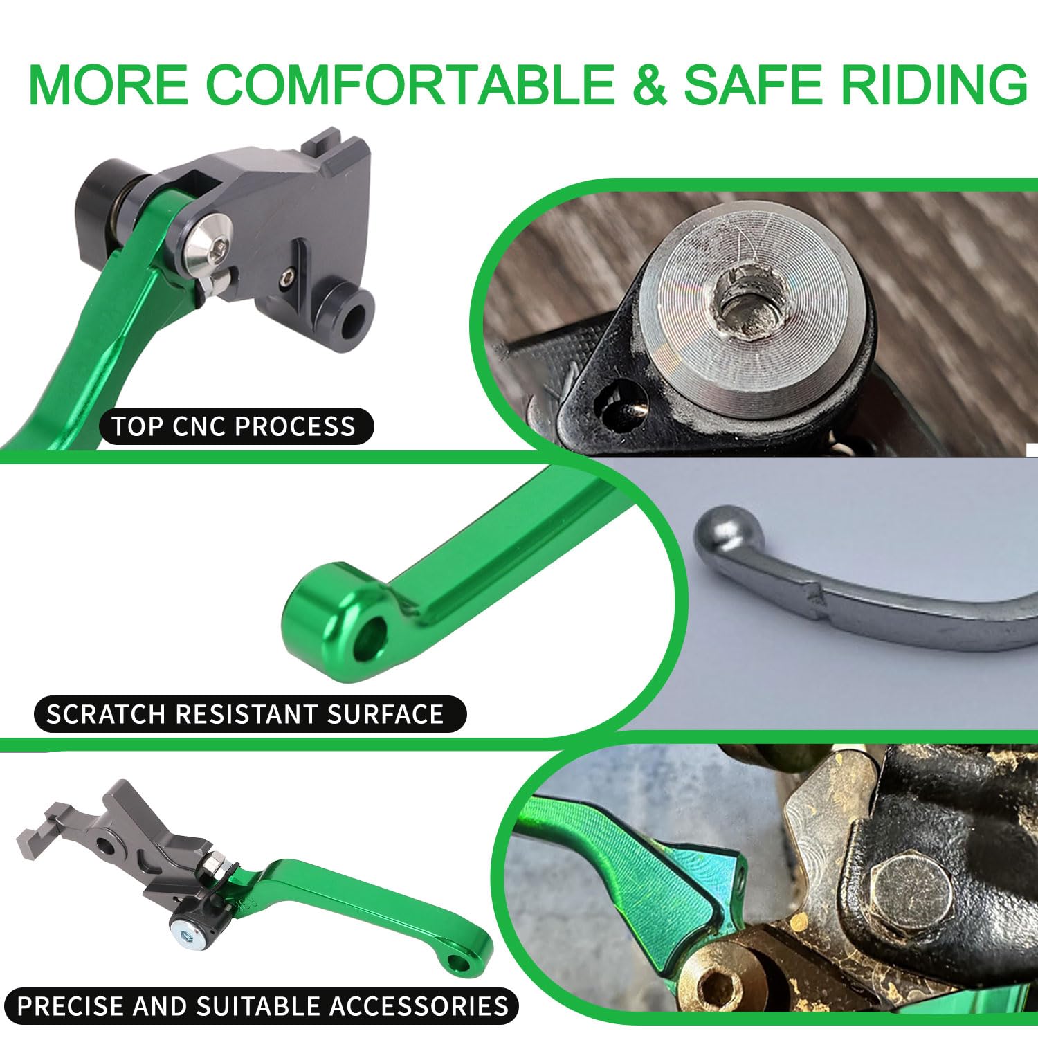 IUVWISN Adjustable CNC Motorcycle Brake Clutch Lever Set for KLX 300/230/125/250 - Green, Perfect for Dirt Pit Bikes 20-24