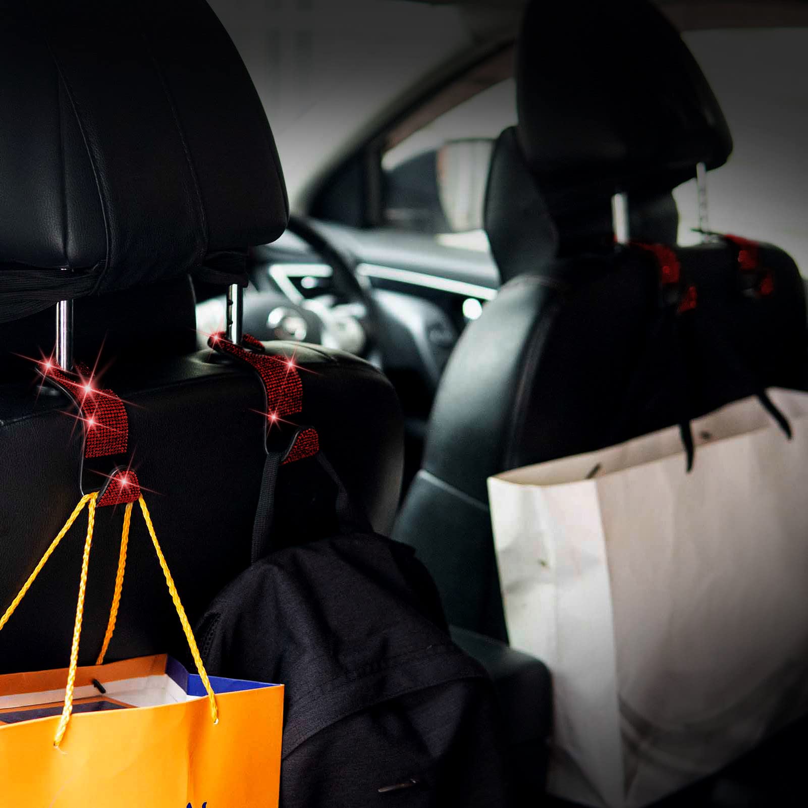 Car Purse Hook Bling Car Headrest Hook For Women Girls, 4 Packs Auto Back Seat Hangers Rear Headrest Hooks For Purse, Bag, Handb