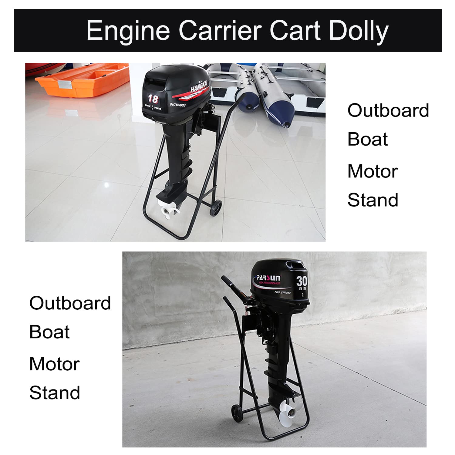 Outboard Boat Motor Stand, Heavy Duty Outboard Engine Carrier Cart Dolly Storage with 2 Wheels, 165LBS Outboard Motor Stands Mot