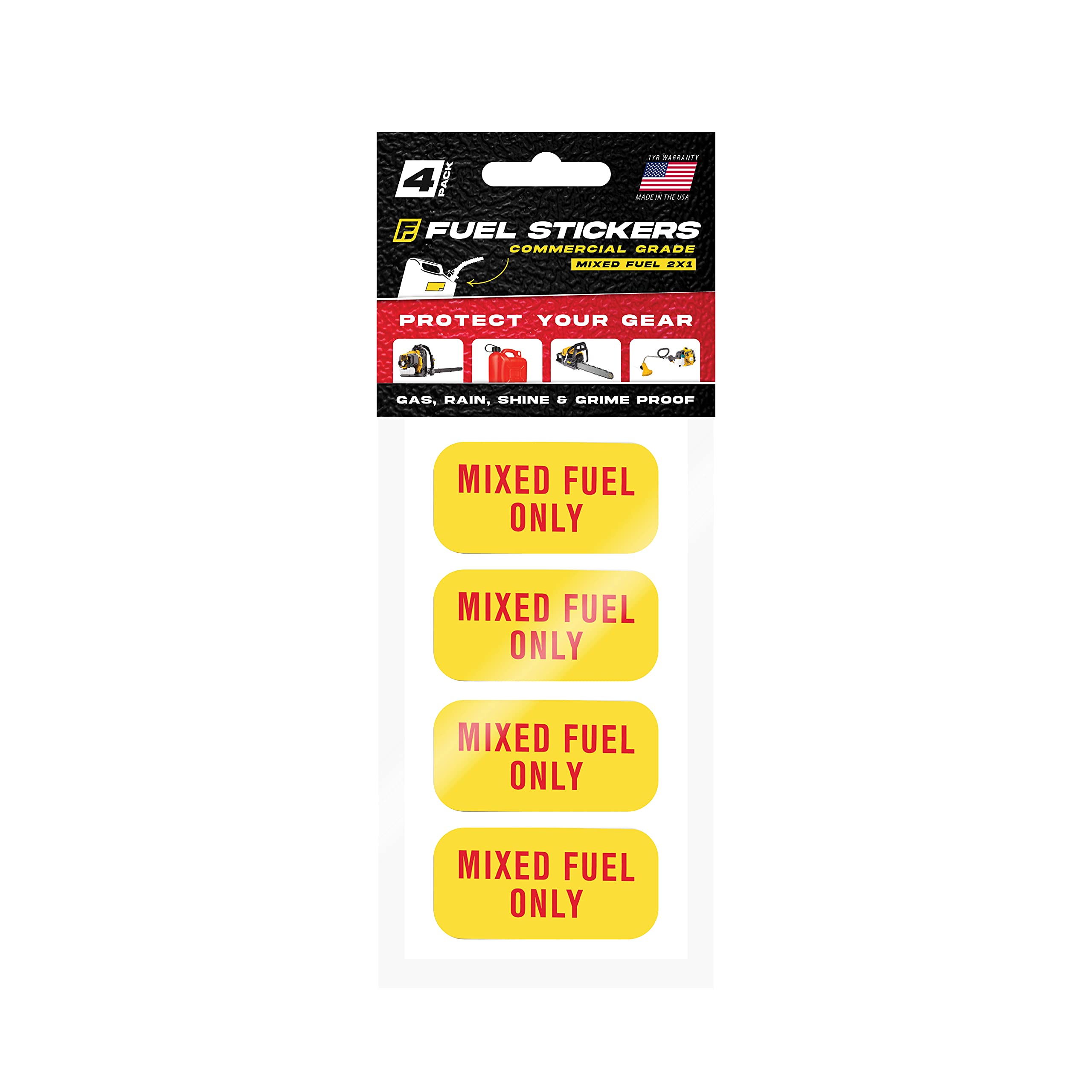 Mixed Fuel Only Sticker, 2 Cycle Labels For Outdoor Fuel Power Equipment - Weather Proof, Extreme Stick, Commercial Grade Labels