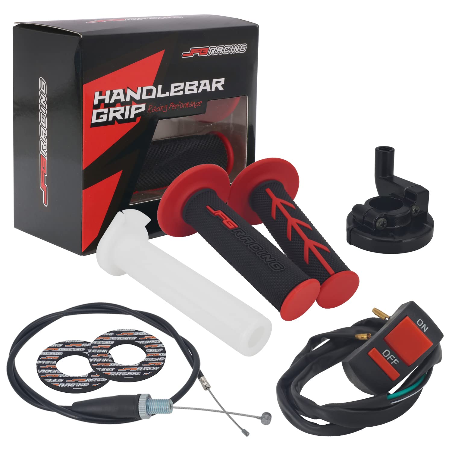 JFG RACING Motorcycle Twist Throttle 7/8'' 22mm Accelerator Throttle Assembly With Handle Grips Kill Switch Universal For CRF50 