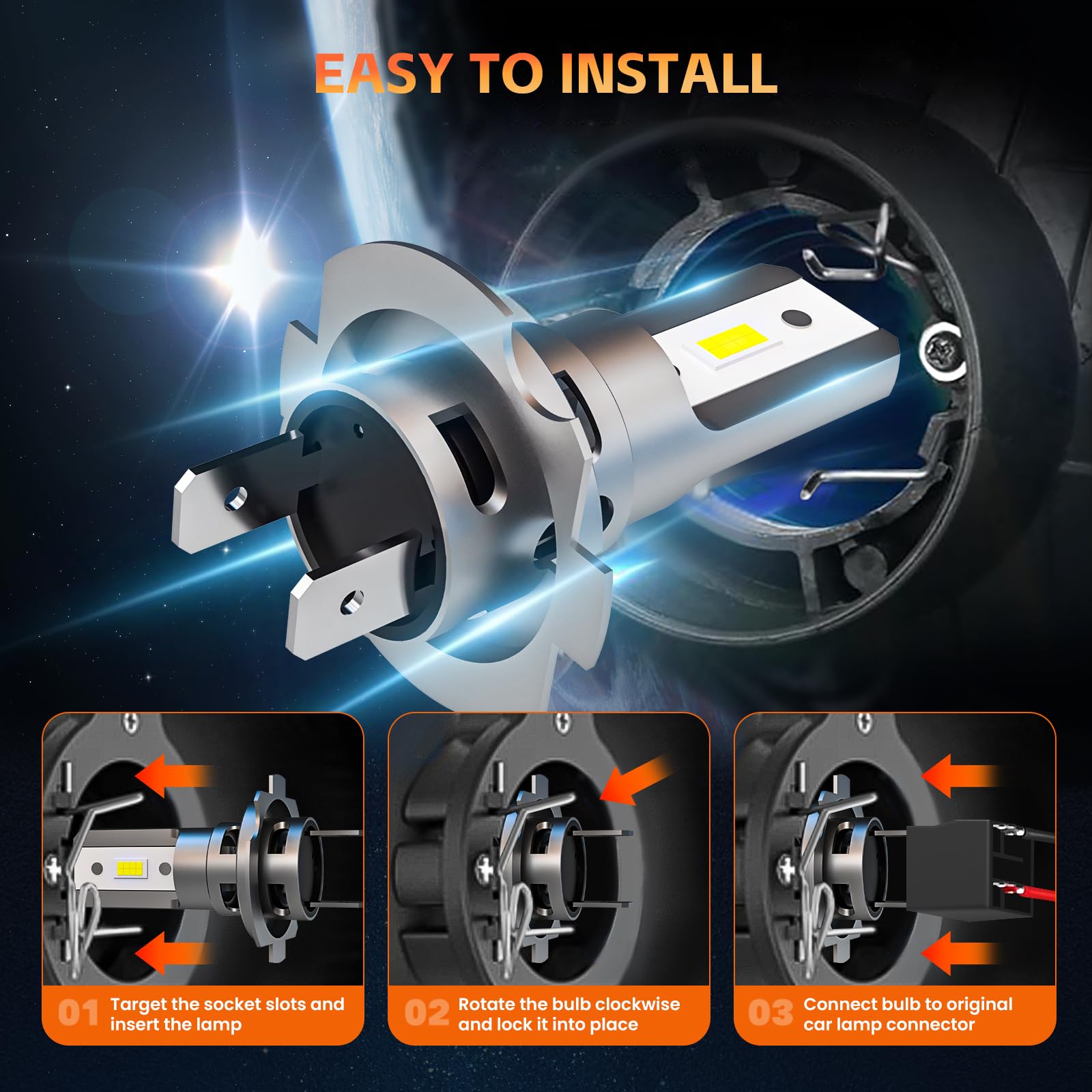 Rcj H7 Fog Bulbs, 6000K Cool White Super Bright, Plug And Play, Ip67, Pack Of 2