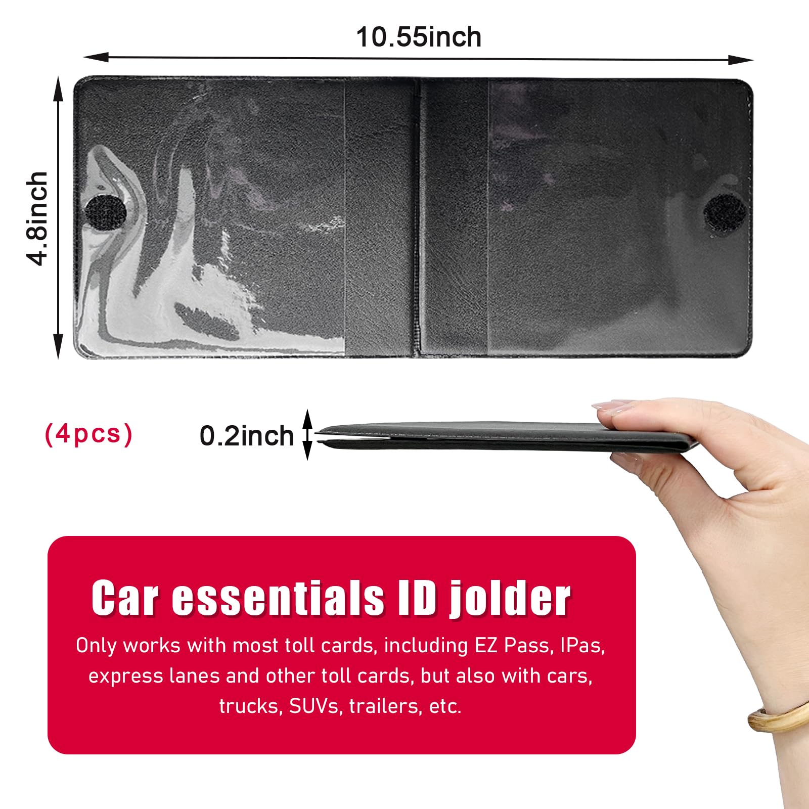 Kewucn 4 PCS Car Registration Insurance Holder, 5.2''    4.8'' Waterproof Leather Auto Card Glove Box Organizer, Essential Drive