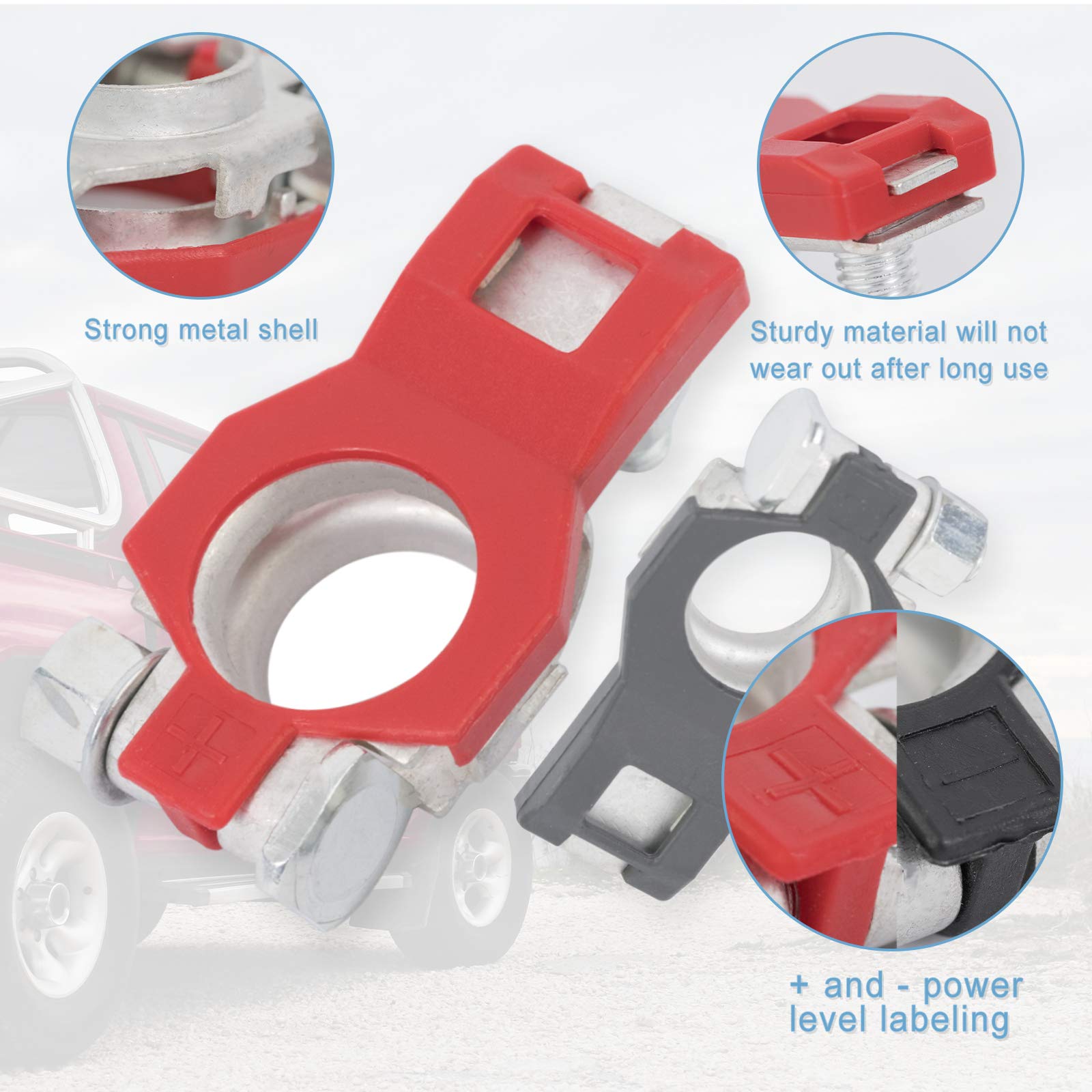 Aoerzn Premium Battery Terminal Connectors For Nissan, Positive And Negative 1 Pair, Good Contact, Corrosion Resistance, Fits Fo