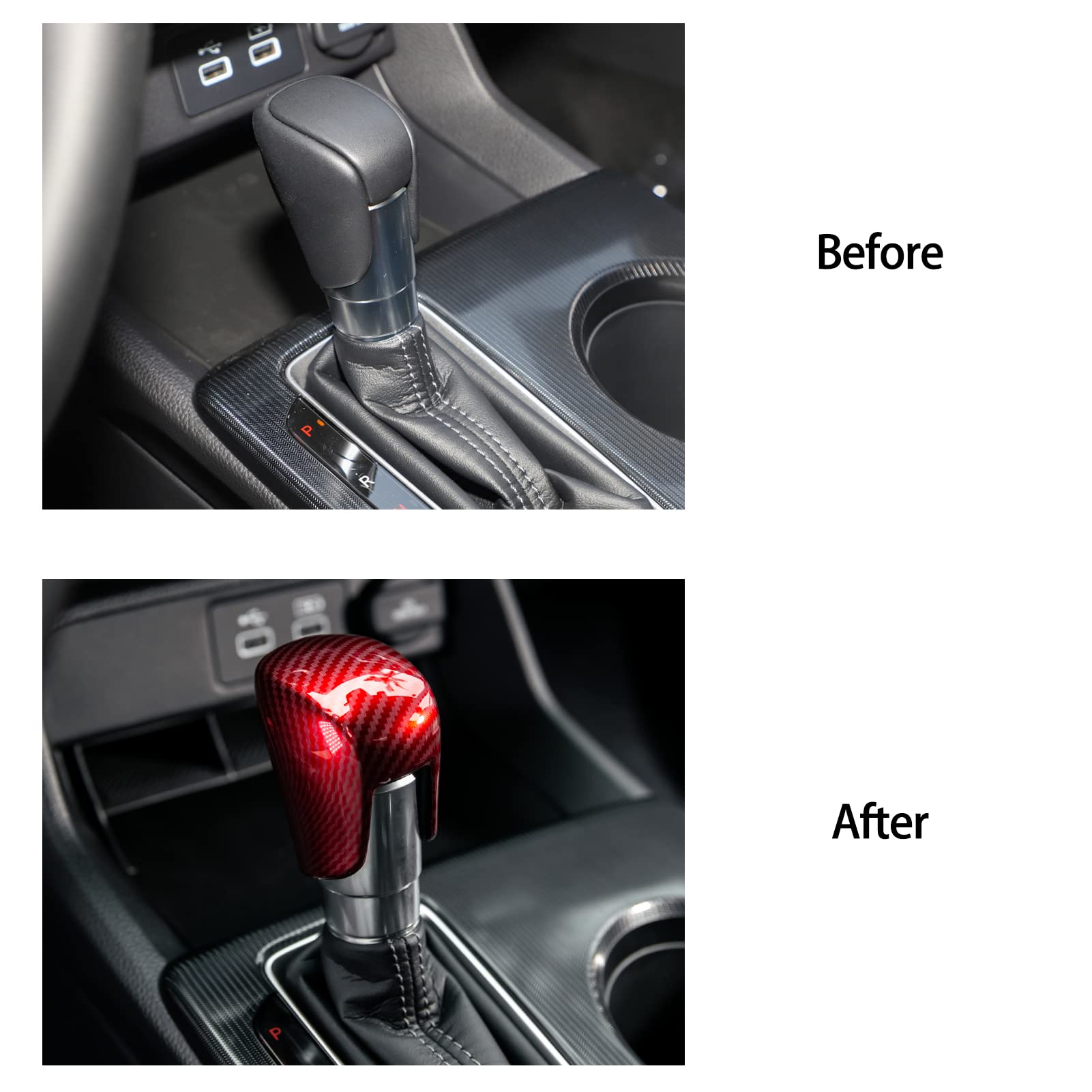 Cke Compatible With Honda Civic 2022 2023 2024 2025 For Crv Hrv 2023 2024 2025 For Accord 2018-2024 2025 Accessories Car Center Console Gear Shift Knob Cover Trim Cap -Red Carbon