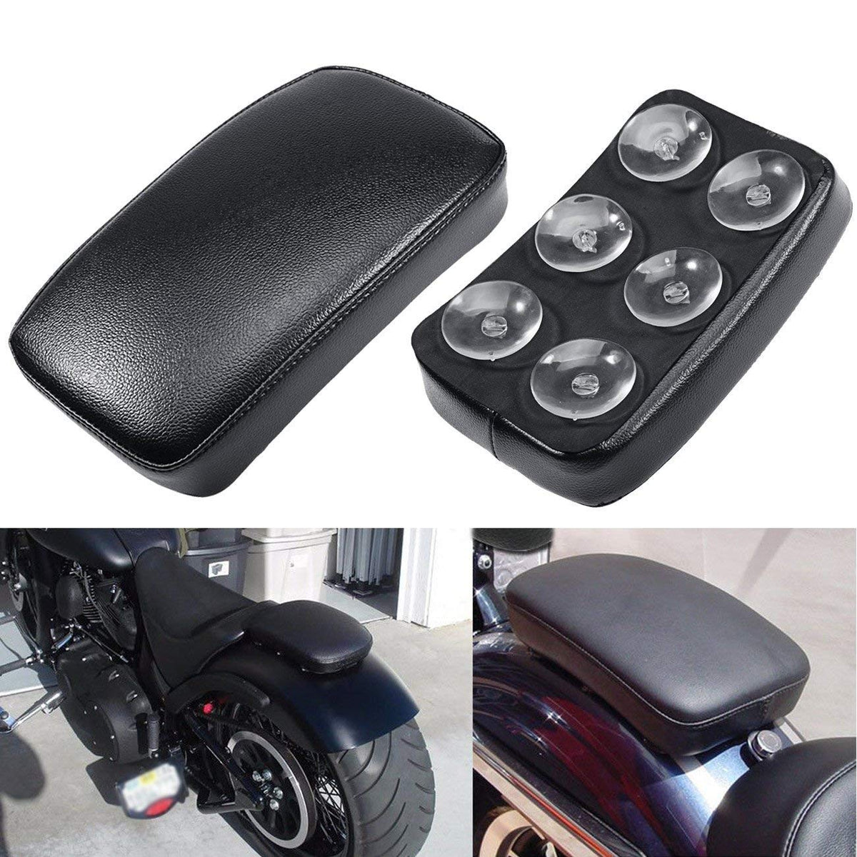Motorcycle Seat Rectangular Passenger Pad Seat 6 Suction Cup for Motorcycle Cruiser Chopper Custom