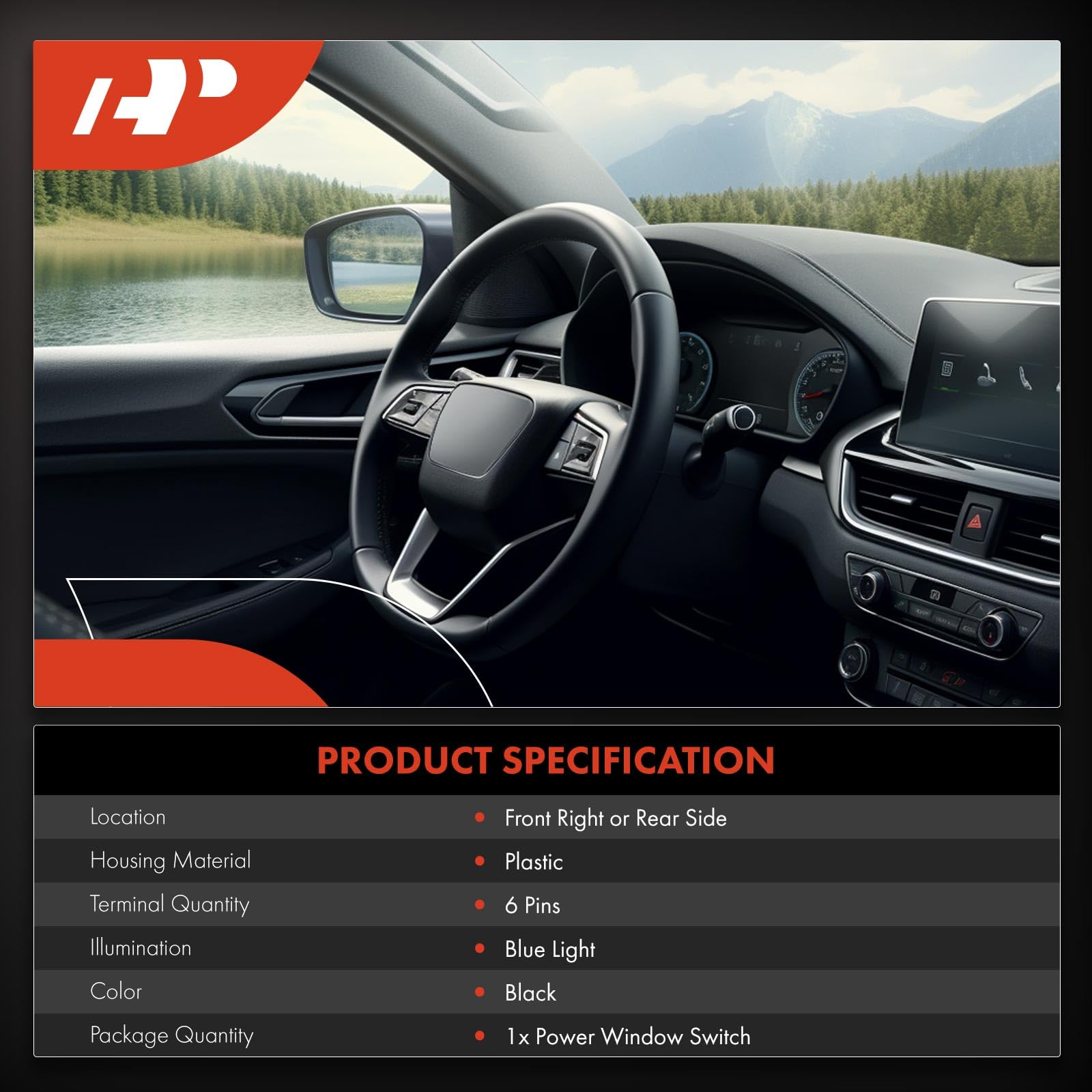 A-Premium Power Window Switch Compatible with Ford Escape 2013-2019, Focus 2012-2018, Transit Connect 2014-2019, Replace# BM5T14529BA