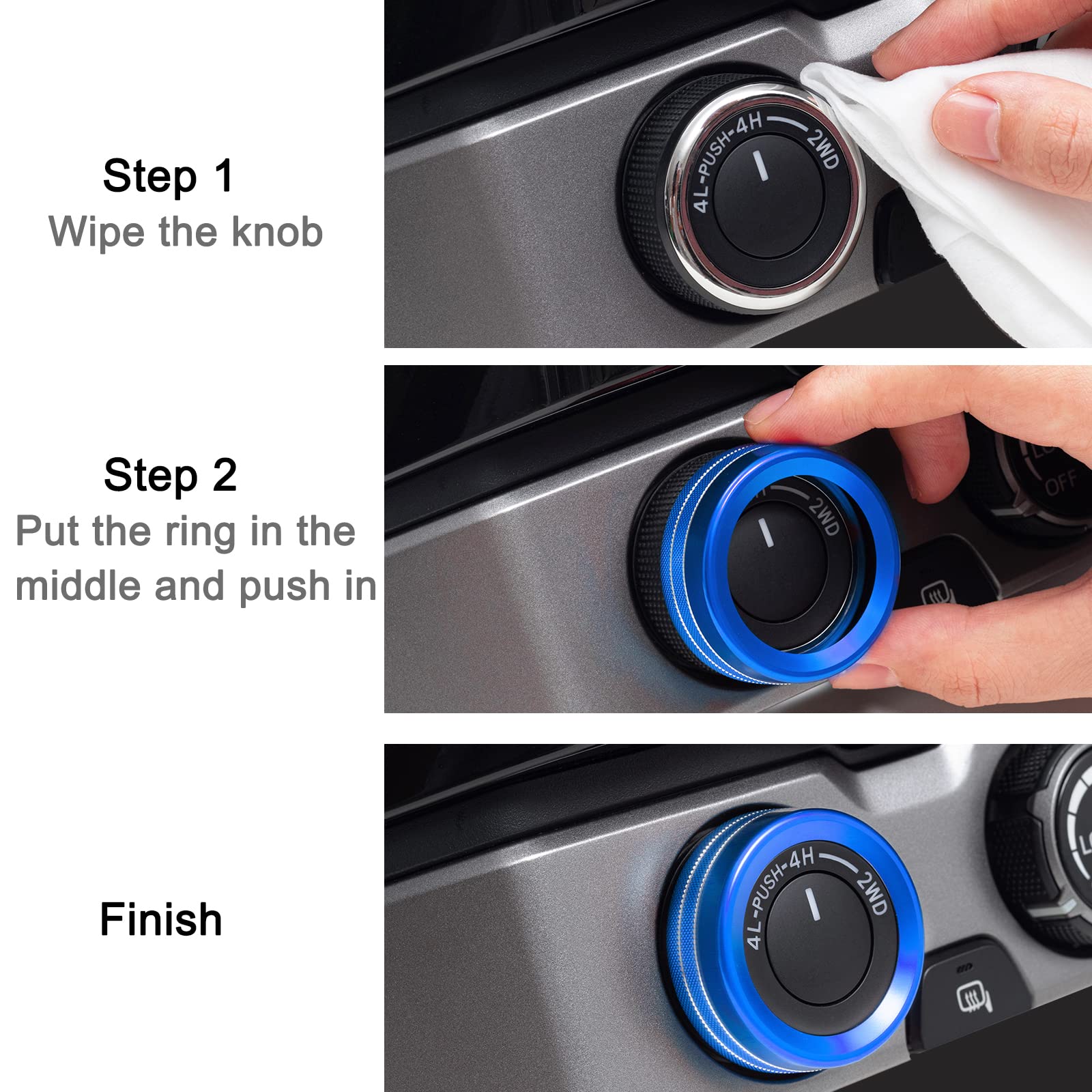 Jkcover Interior Decorated Button Knob Covers Compatible With Toyota Tacoma 2016-2019 2020 2021 2022 2023, 4Wd Temp Air Conditio