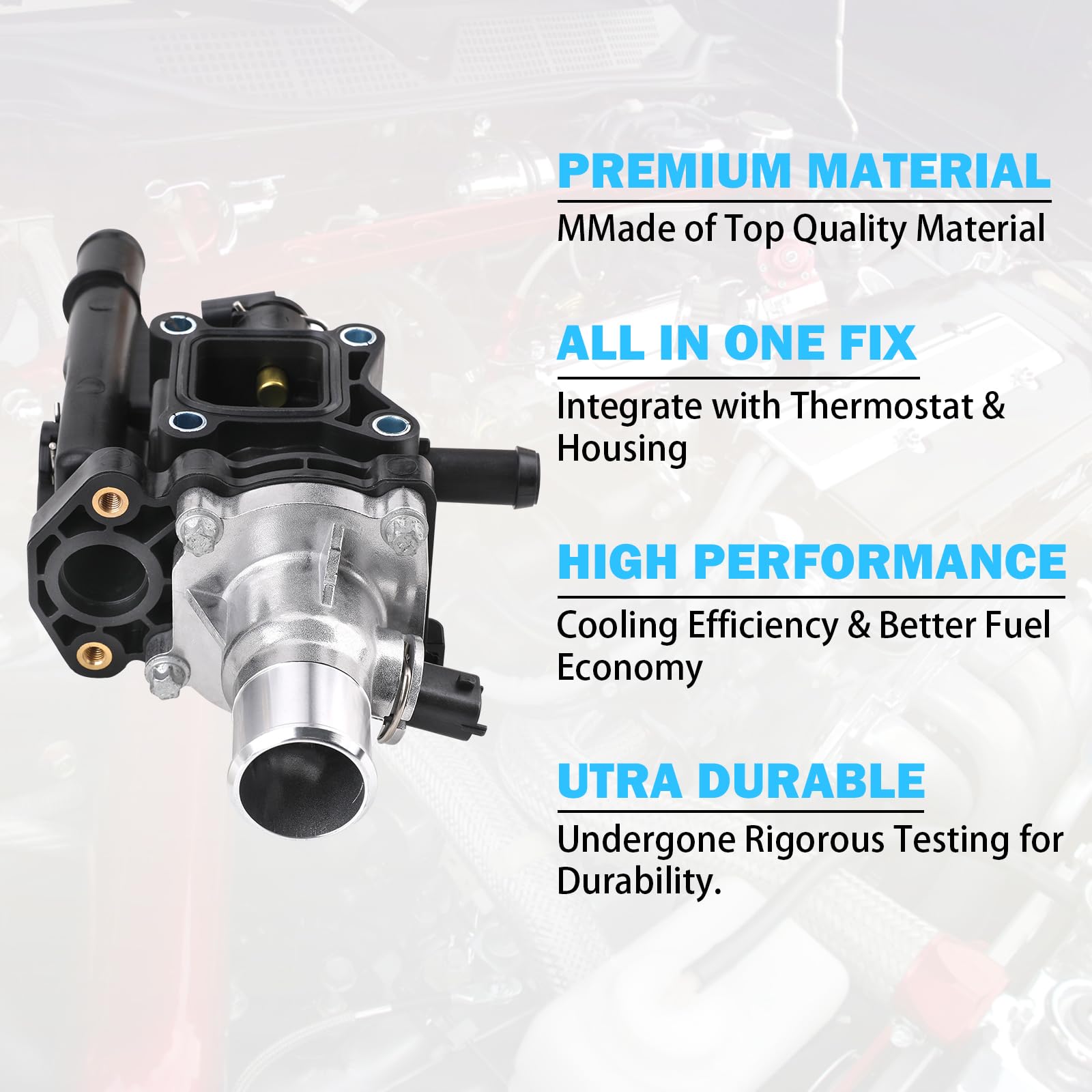 Thermostat Housing With Gasket & Sensor - Compatible With 1.8L & 1.6L 2011-2016 Chevy Cruze, 2012-2018 Chevy Sonic, 2013-2018 Chevy Trax - Replace 25199824, 25192228, 902-033,15-81816